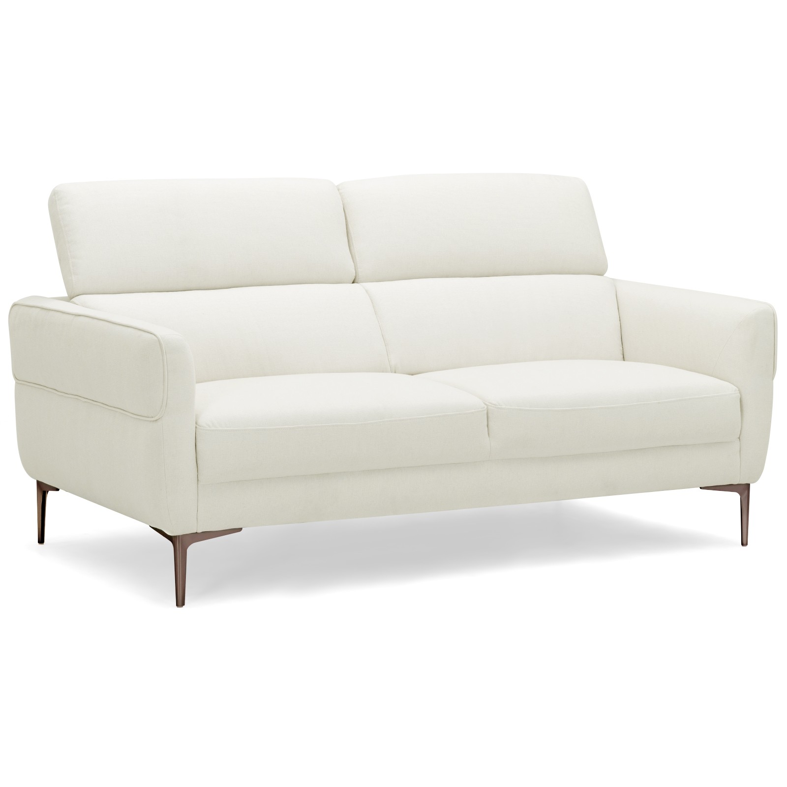 72.5" Modern Fabric 2-Seat Sofa Couch w/ Headrest & Metal Legs Living Room White