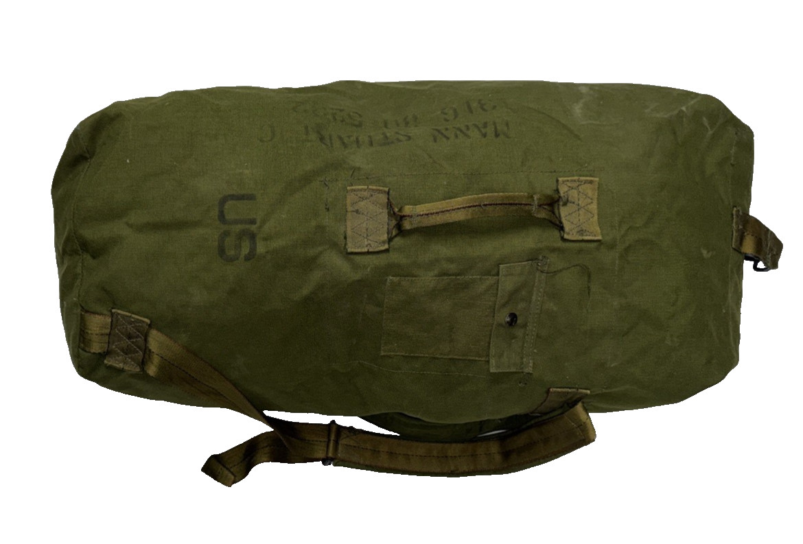 Vintage US Air Force Military Canvas Duffel Bag Olive Drab Army Green USGI Gear