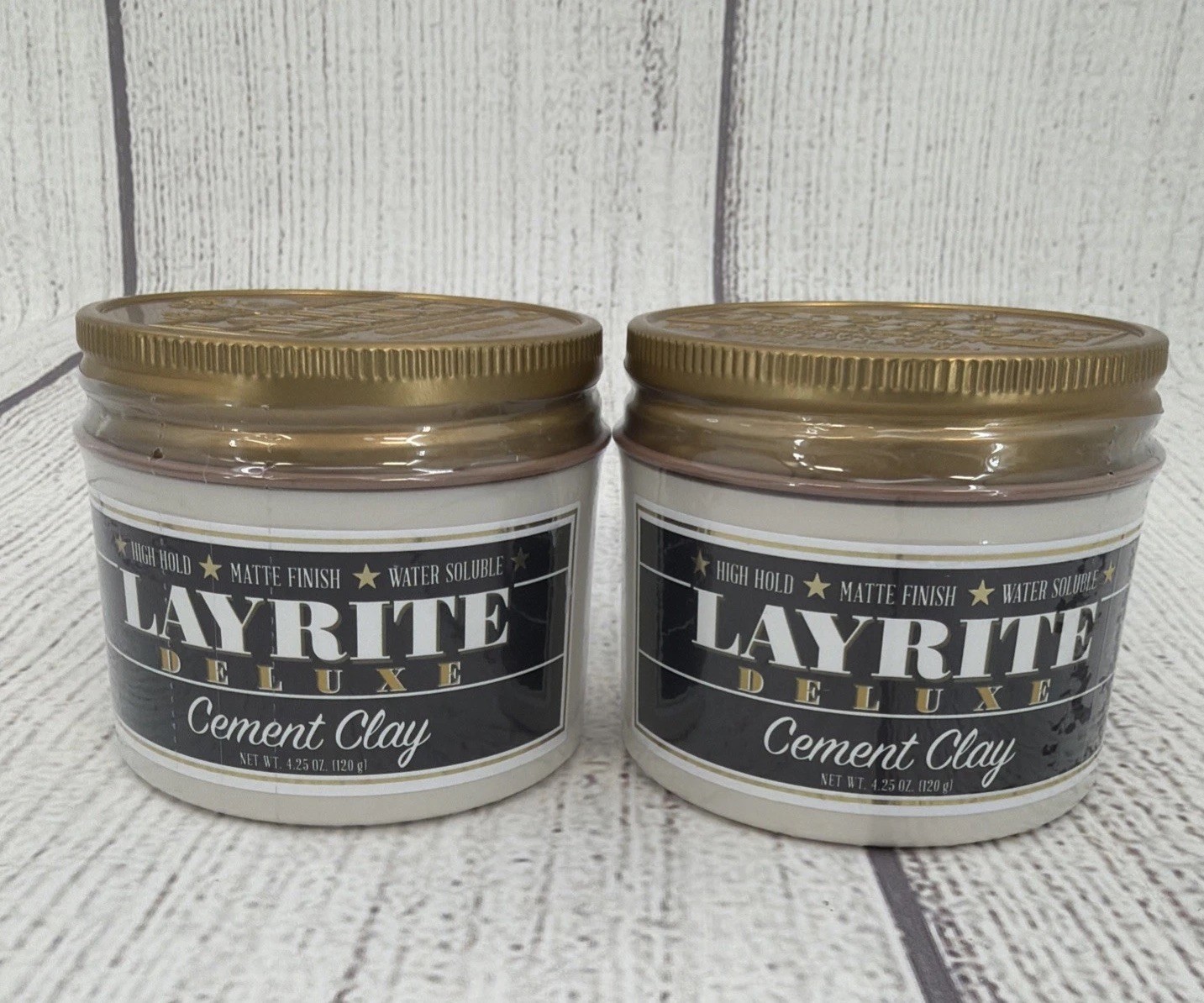 Layrite Deluxe Cement Clay 4.25 Oz (Lot of 2) High Hold Matte Finish Wax Gel