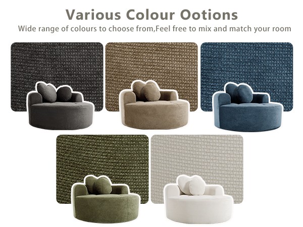 Round Sofa Bed with Memory Foam Sectional Couches for Living Room, Cloud Couch