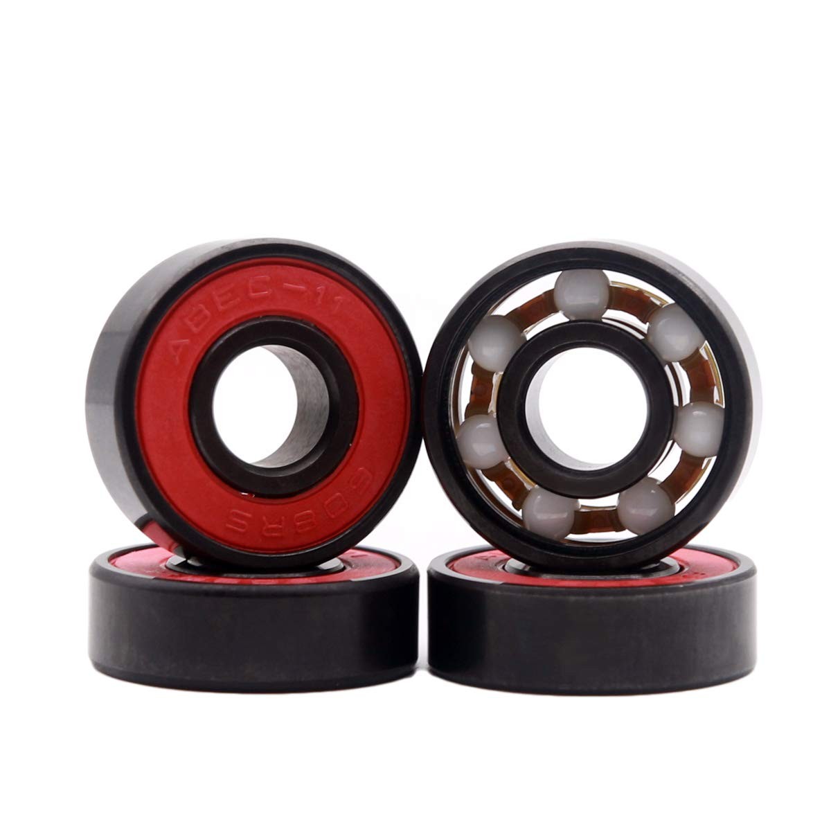 Z-First High Speed 608RS Hybrid Black Ceramic Bearings for Longboard, Inline Ska