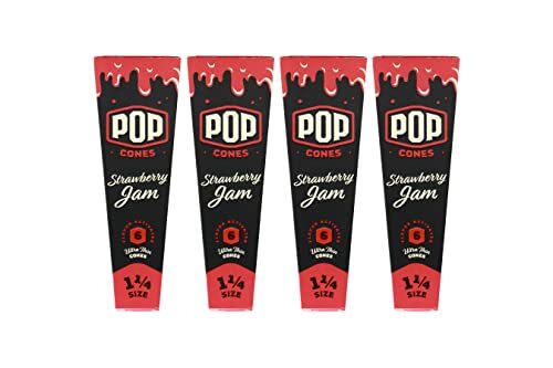 Pop Cones Unbleached Pre-Rolled + Flavored Tip 1 1/4 Size Strawberry, 24 Cones