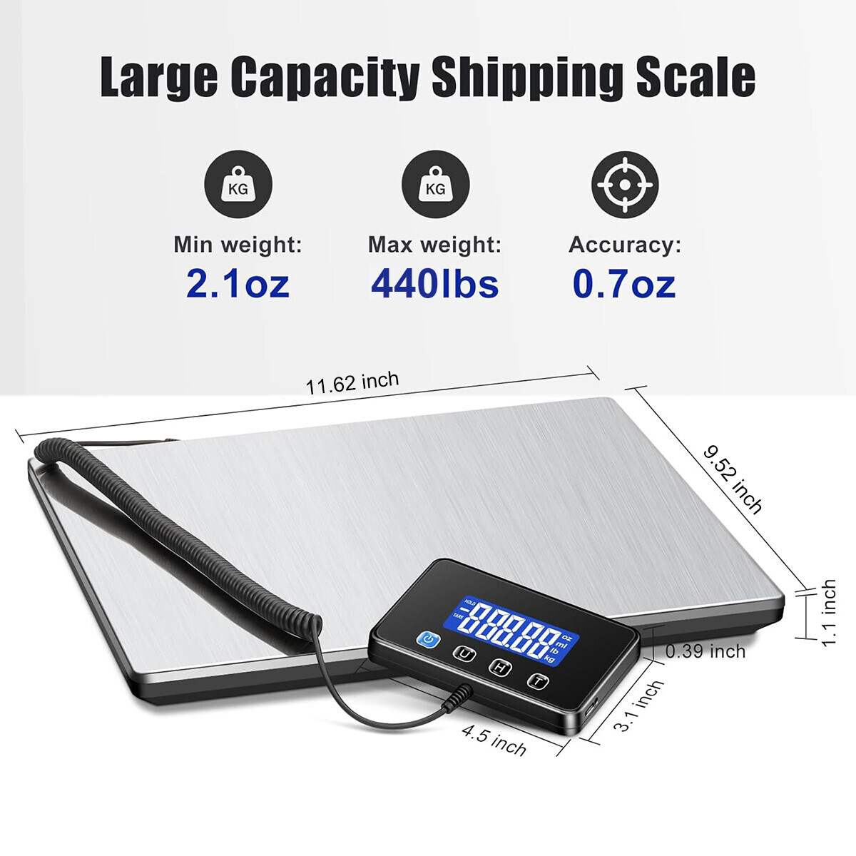 Digital Shipping Scale 440lbs x 1.7OZ Digital Postal Scale AC/DC Package LCD USB