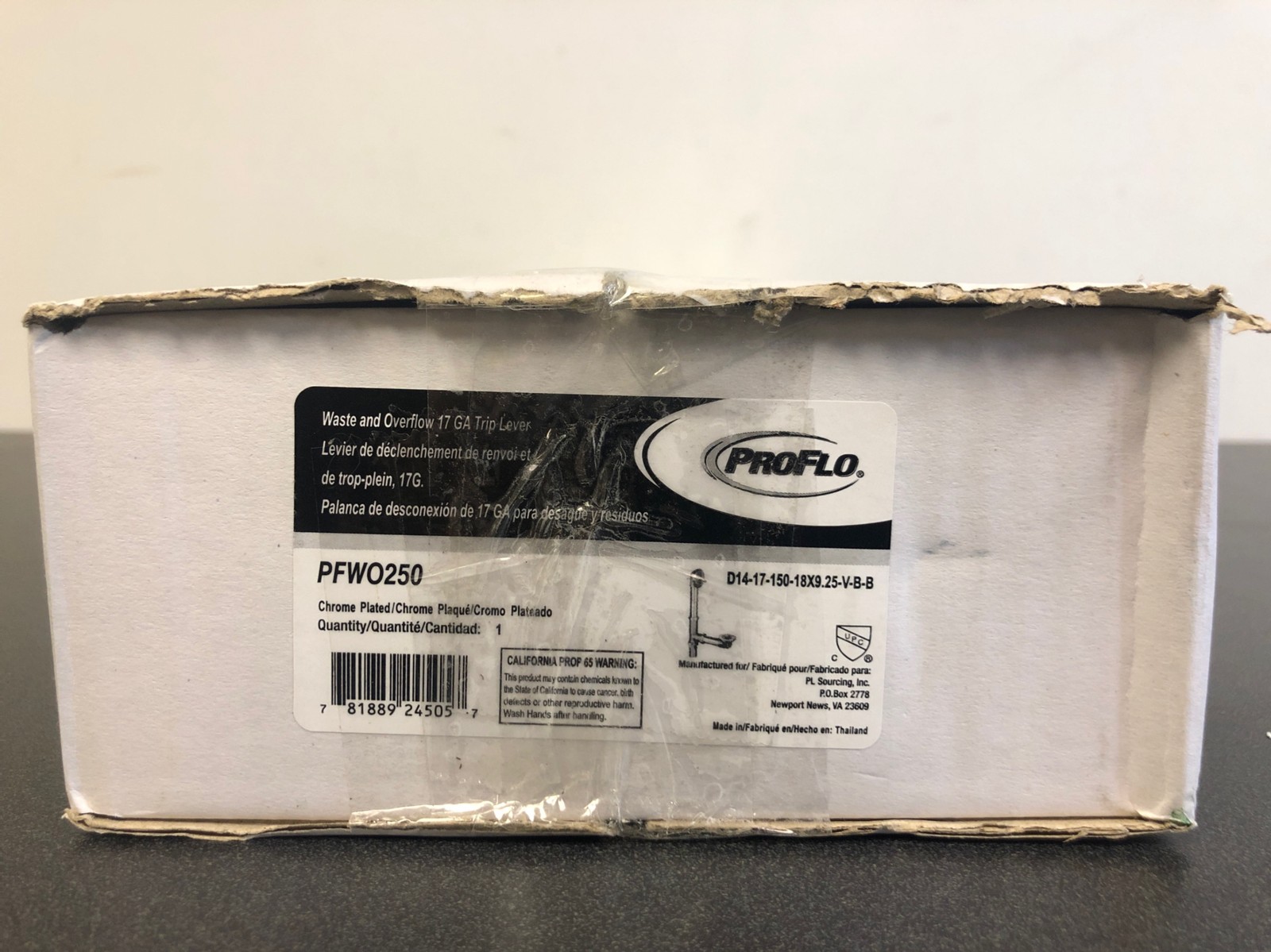 PROFLO PFWO250 Tub/Shower Drain for 18"-24" Tubs - Chrome - Small dent in cover.