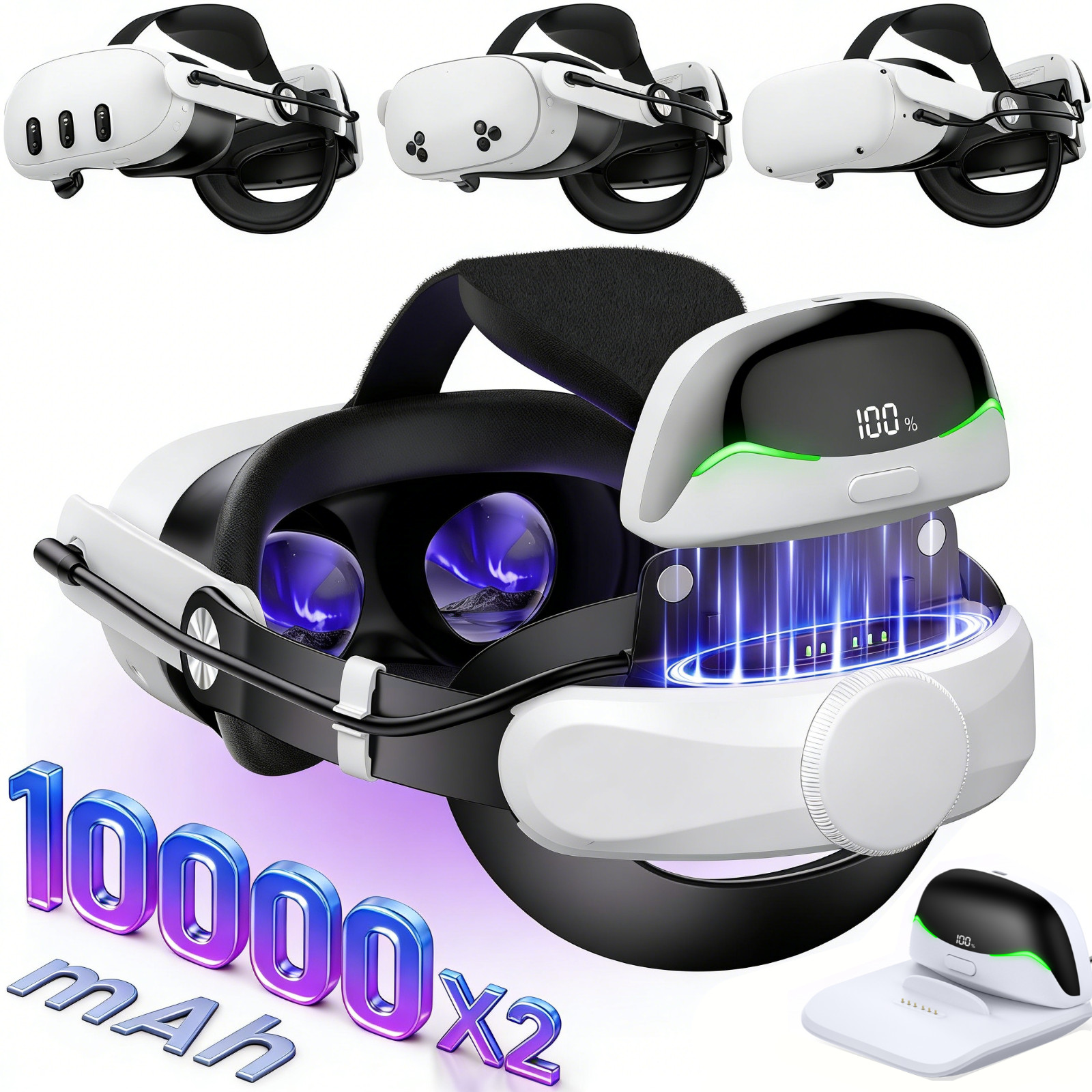 HeadStrap 20000mAh Battery+Charging for Meta Quest 3/3s/2 Adjustable Elite Strap