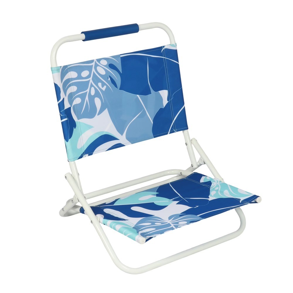 Portable Folding Beach Chair with Adjustable Sand Anchor and Palm Tree Shade