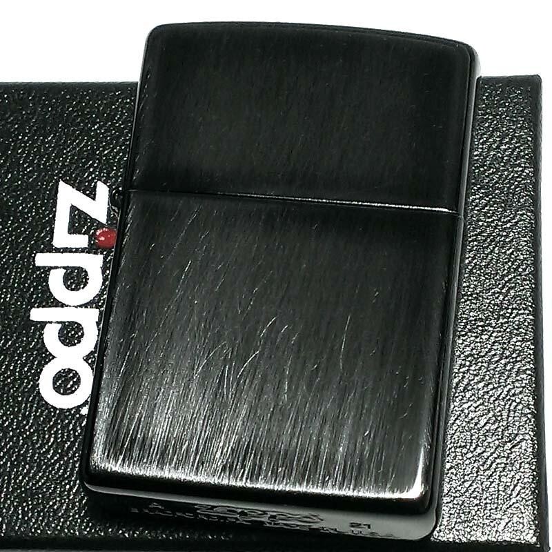 Zippo Lighter Black Used Finish Double Sided Processing Regular case Japan New