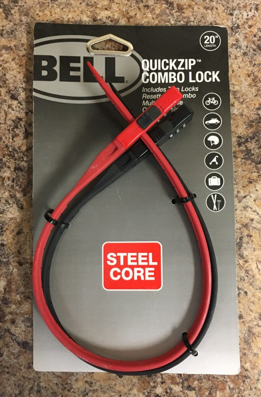 Bell Sports 7120736 QuickZip Combo Lock  2-Pk