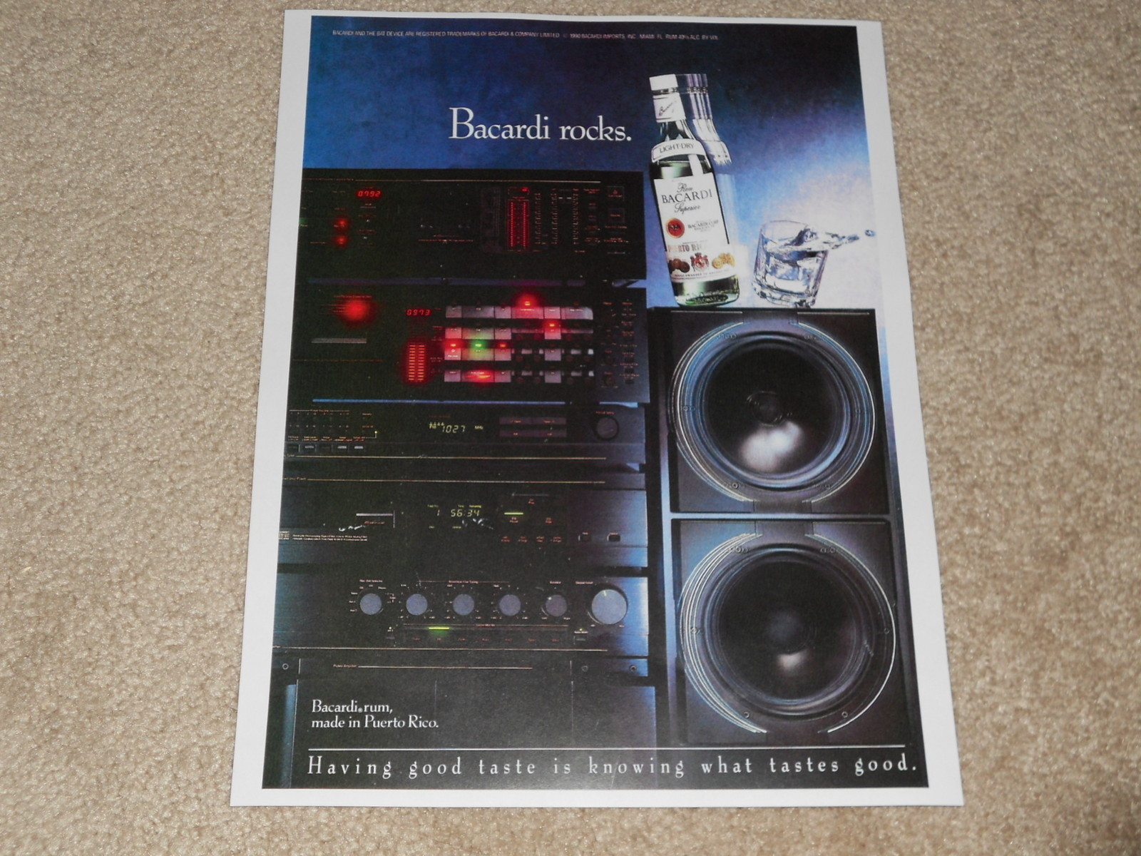 Nakamichi DRAGON, RX-202, PA-7, Preamp, Bacardi Ad, 1990, Rare Ad! 1 page