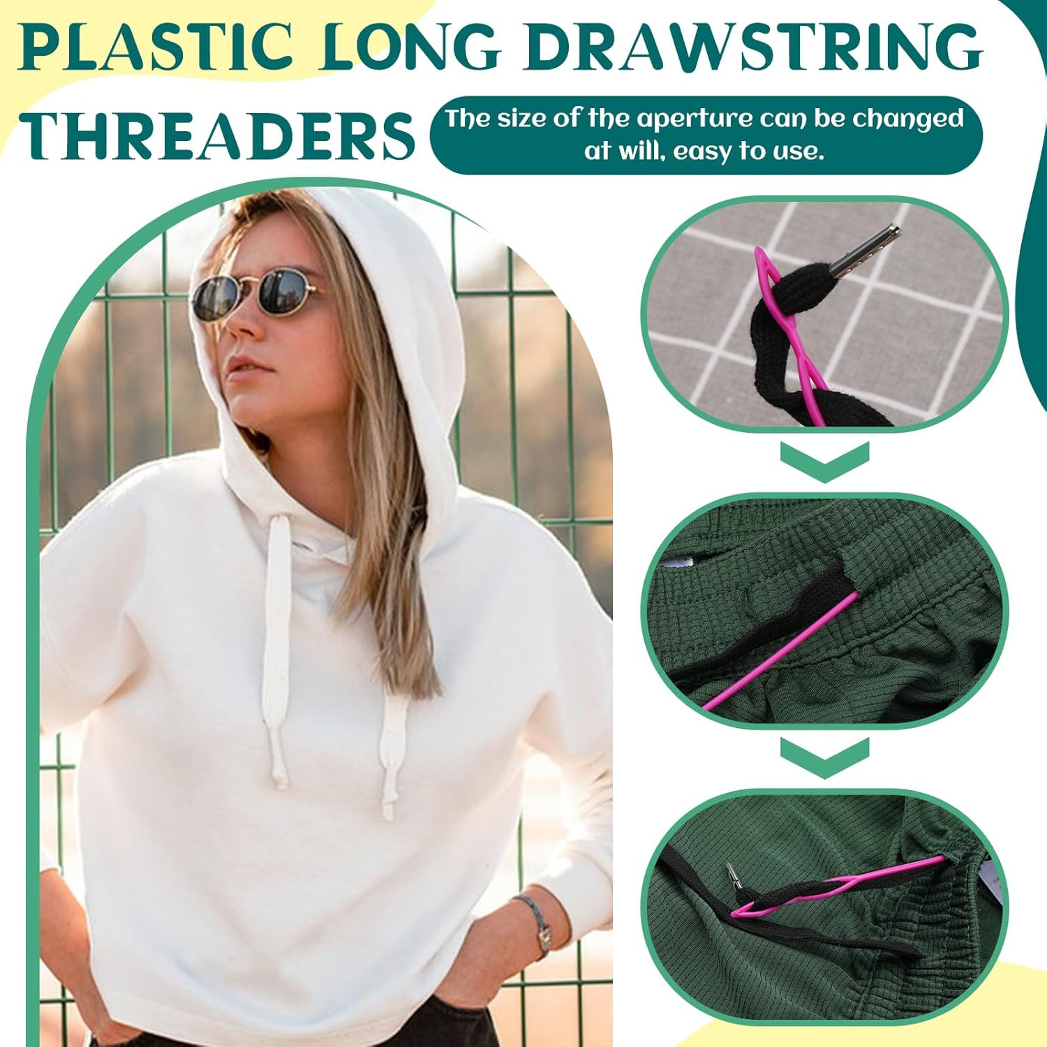 14 Pieces Bodkin Threader Drawstring Threader Set Drawstring Replacement Tools