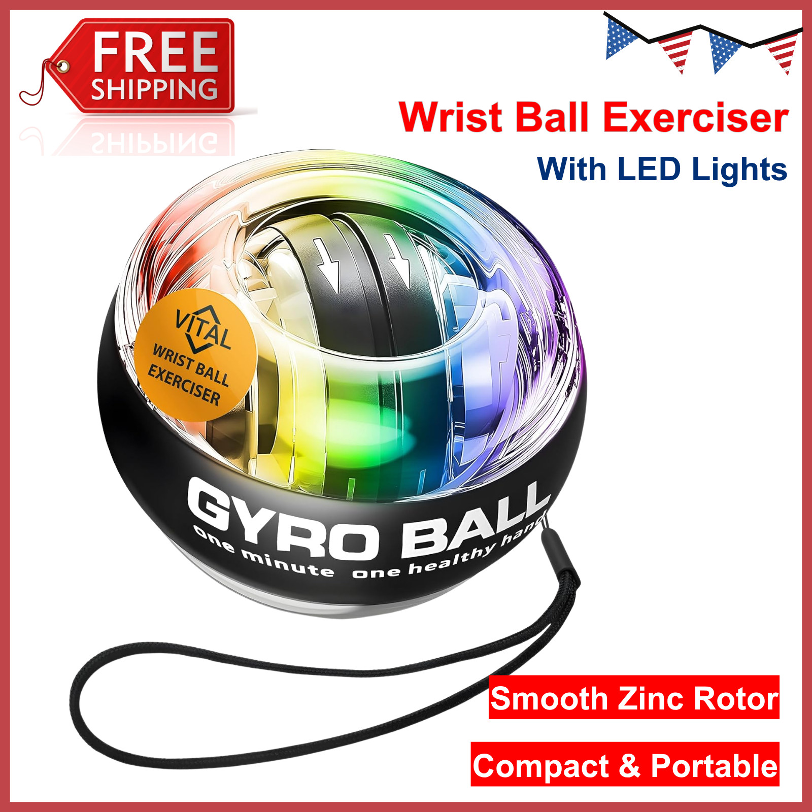 Gyro Ball Power Trainer Ball Wrist Strengthener & Forearm Exercise Equipment