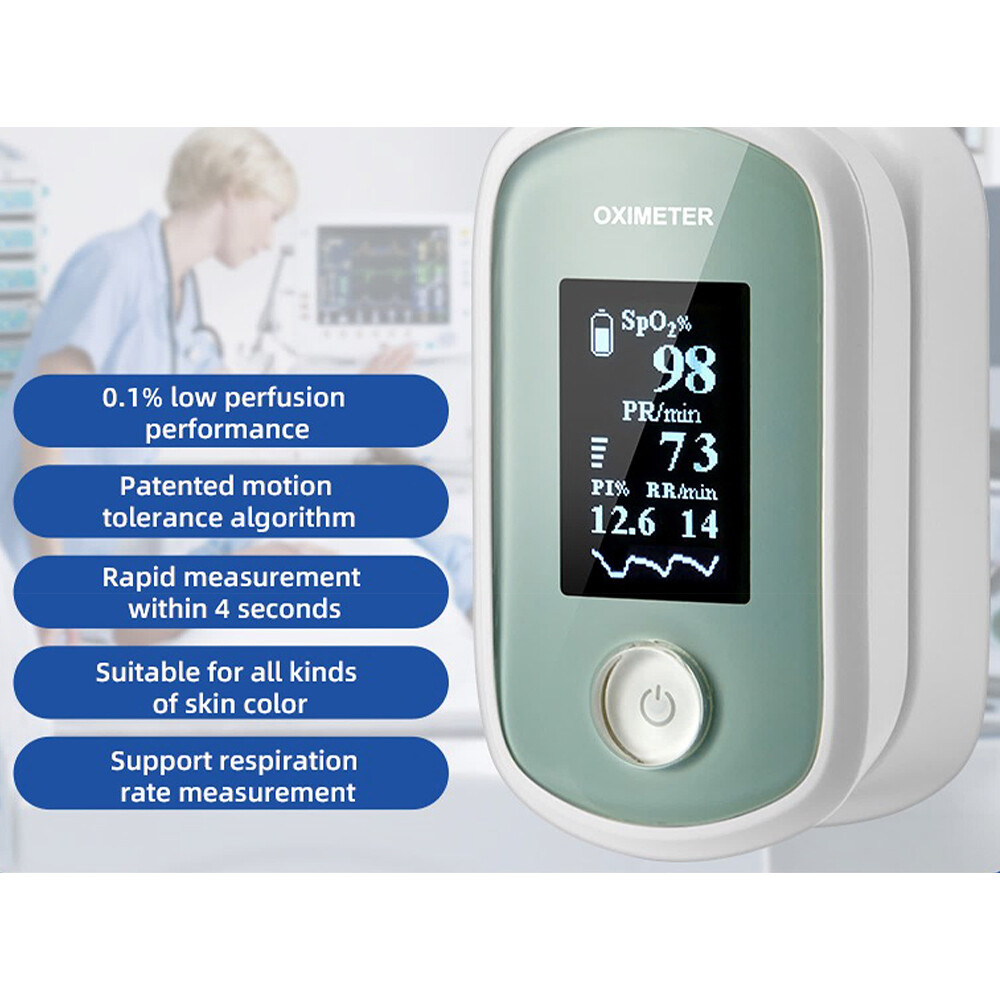 LCD Finger Tip Pulse Oximeter Oximetry Blood Oxygen Monitor PI RR Heart Rate