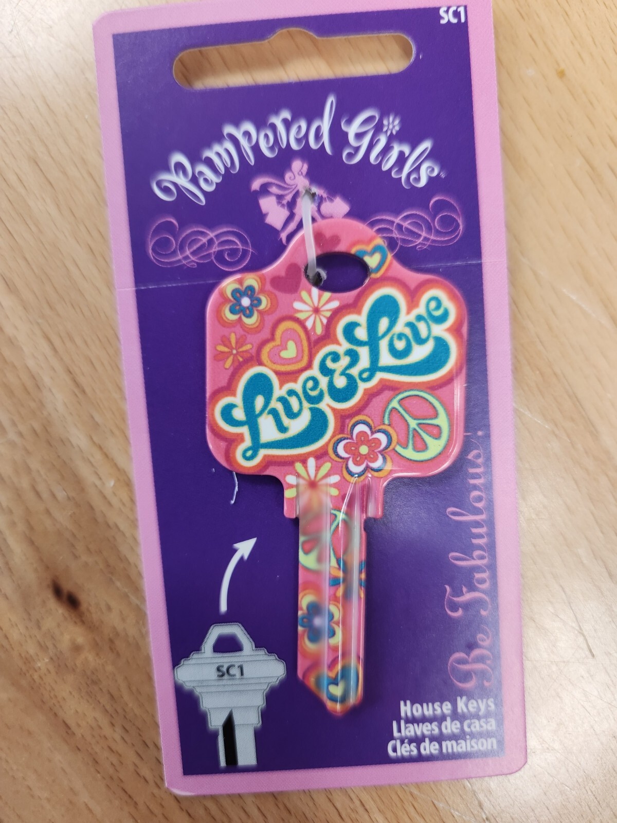 LIVE & LOVE PAMPERED GIRLS PRINTED SCHLAGE SC1 KEYBLANK - READ DETAILS BELOW