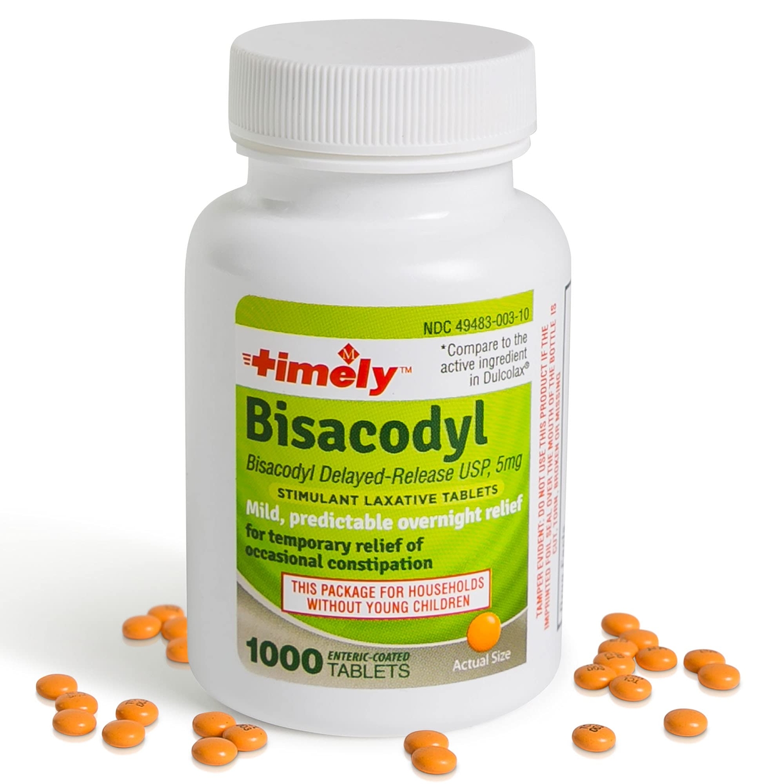 TIME-CAP LABS INC. Timely Bisacodyl 5mg - 1000 Tablets - Laxatives for Consti...