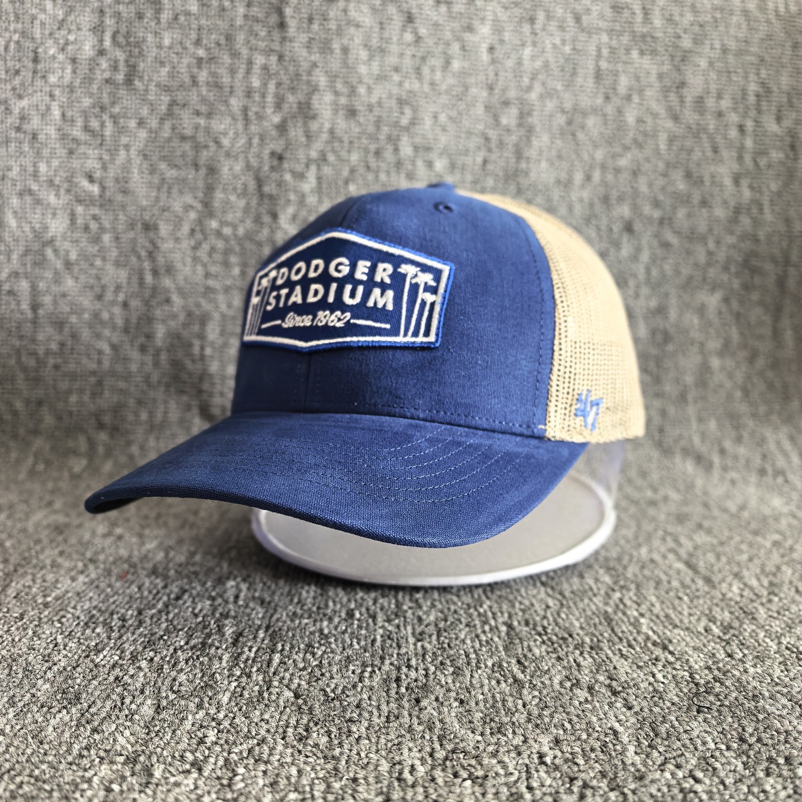 YY Dodger Stadium Trucker Hat Blue Beige Snapback