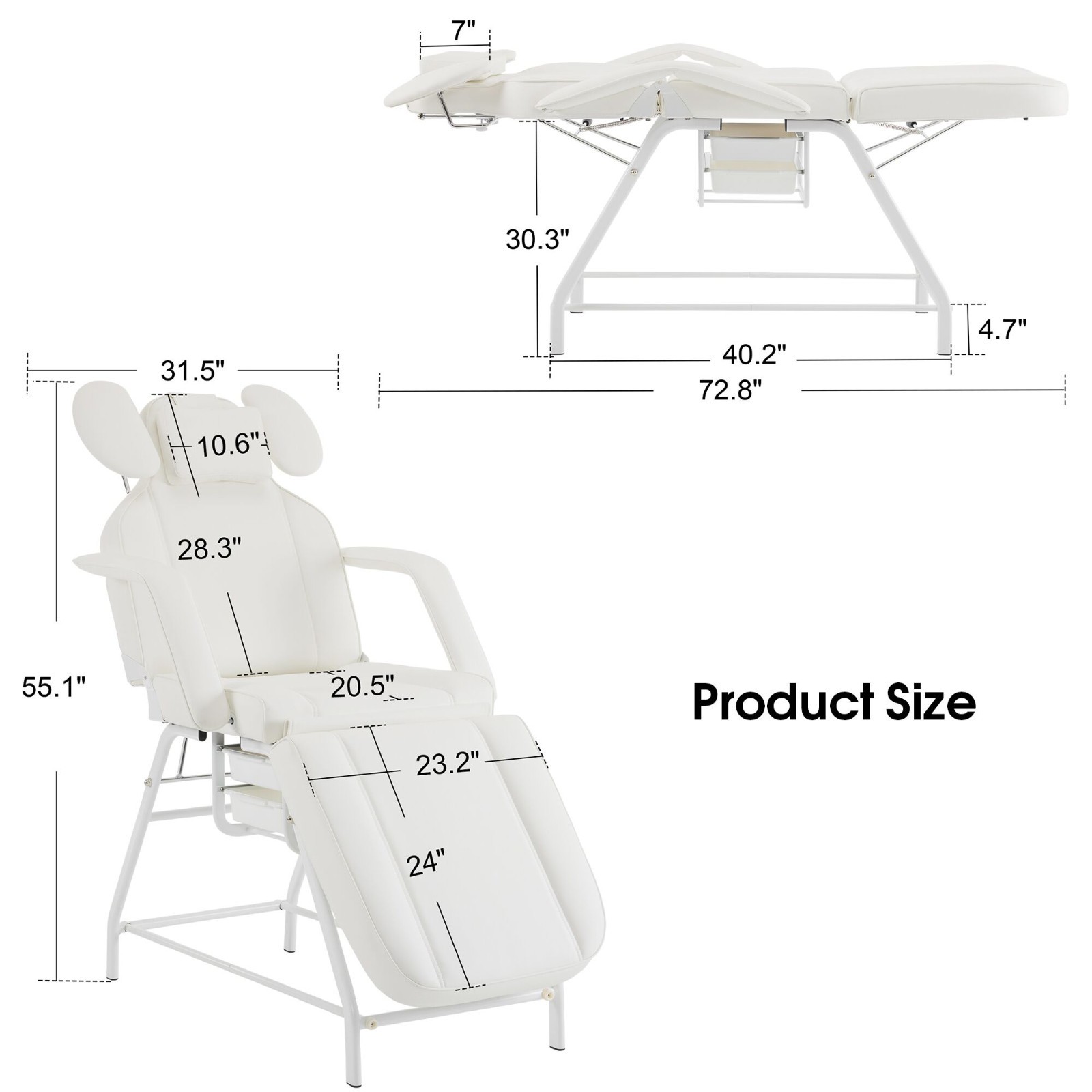 Adjustable esthetician Facial Bed with Storage, Removable Headrest Massage Table