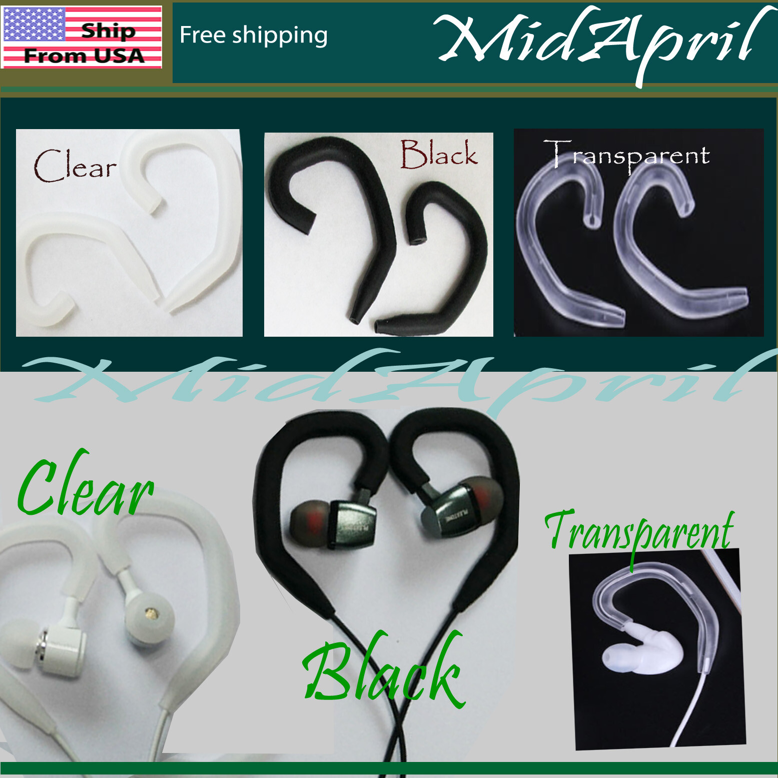 5 pairs  Silicone Ear Hook for  Headset Replacement Clip Loop Earhook