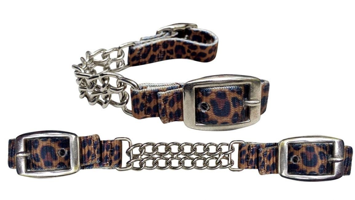 Showman Cheetah Double Chain Nylon Curb Strap