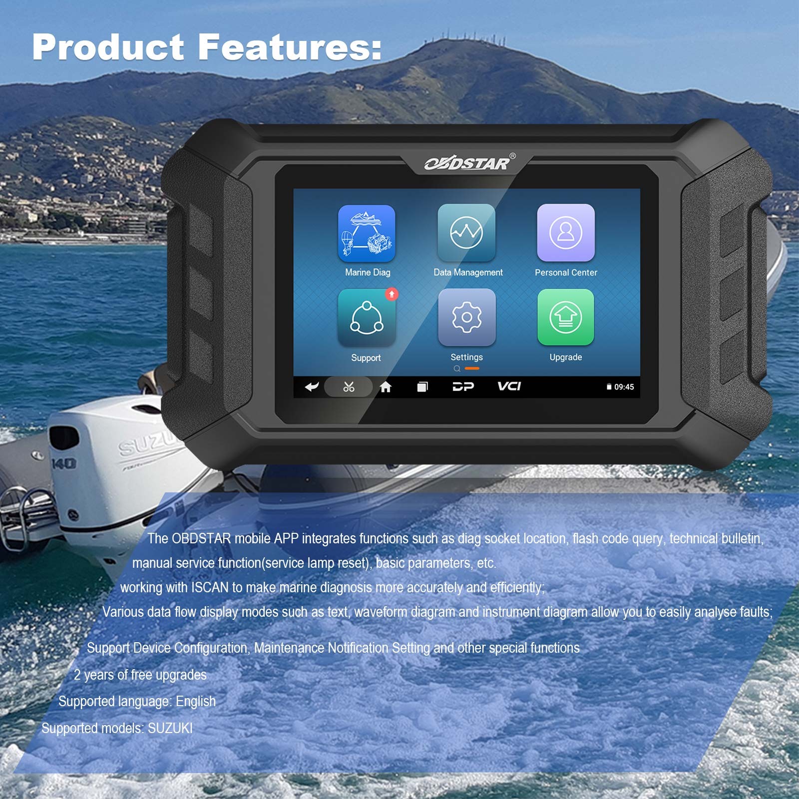 OBDSTAR ISCAN for SUZUKI Marine Diagnostic Tablet Code Read&Clear Action Test