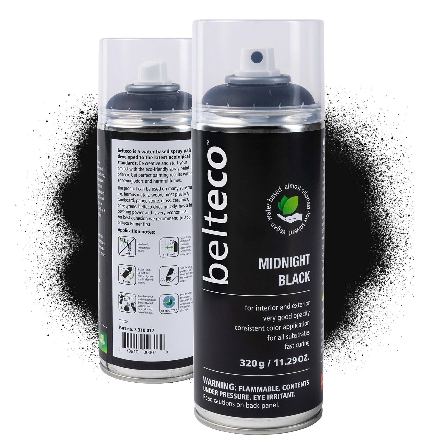 Spray Paint Black Matte | Water-Based & Odorless | Weather & UV Resistant | I...