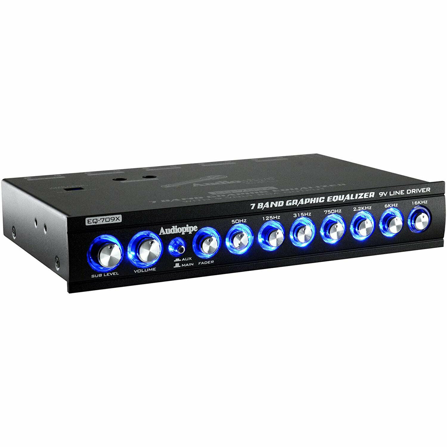AUDIOPIPE EQ-709X 7-BAND IN-DASH 1/2-DIN CAR GRAPHIC EQUALIZER + 9V LINE DRIVER
