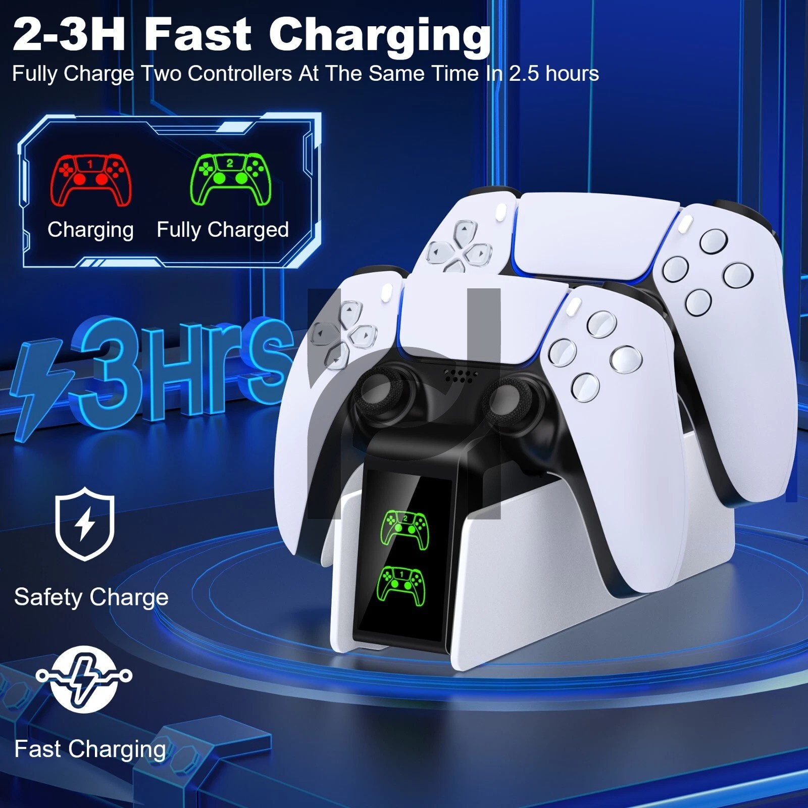 Dual Fast Charging Station For PS5 DualSense Controller Charger