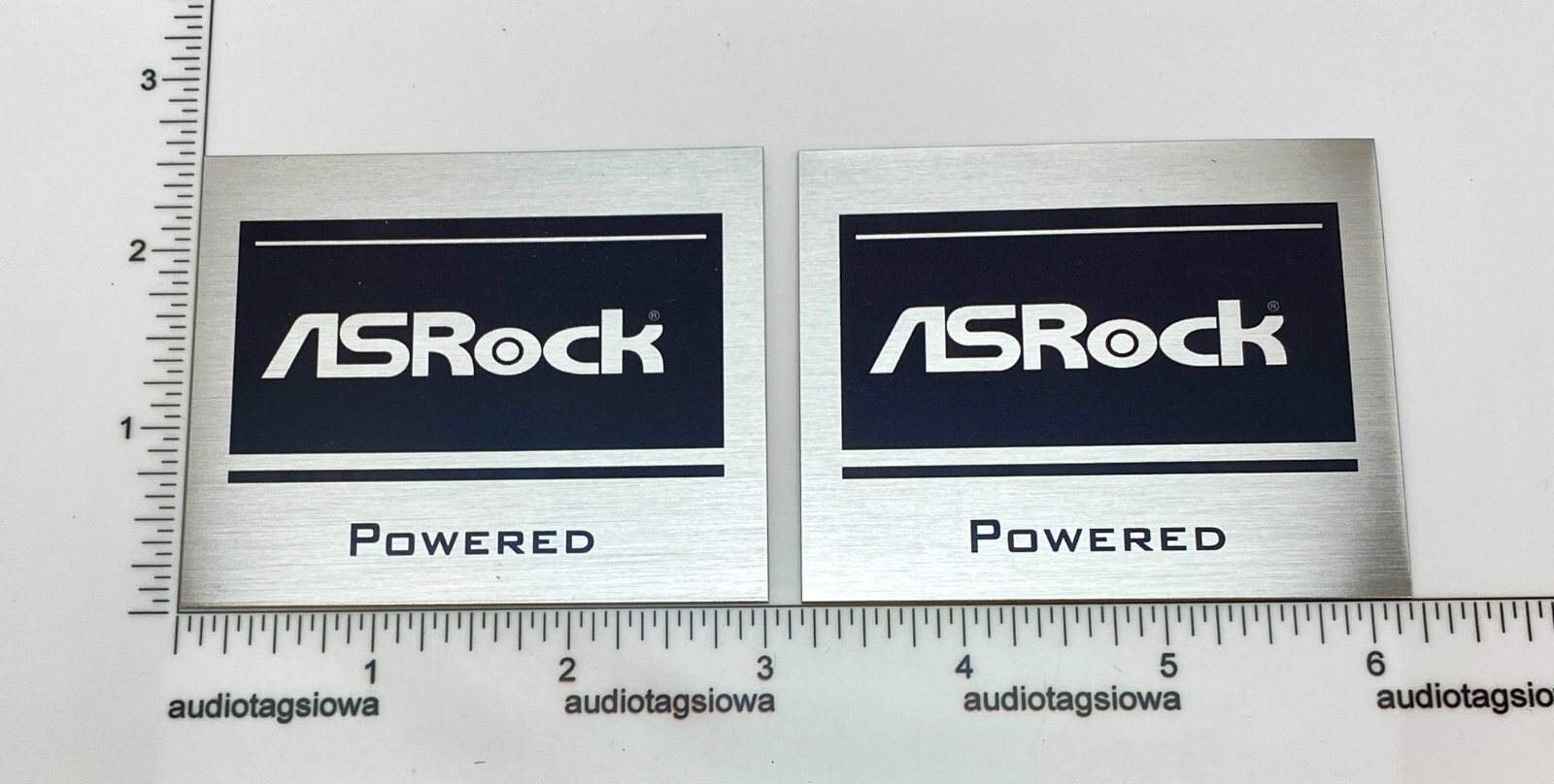 ASRock Powered Badge Logo Custom Made Sublimated Aluminum 3" x 2.5"