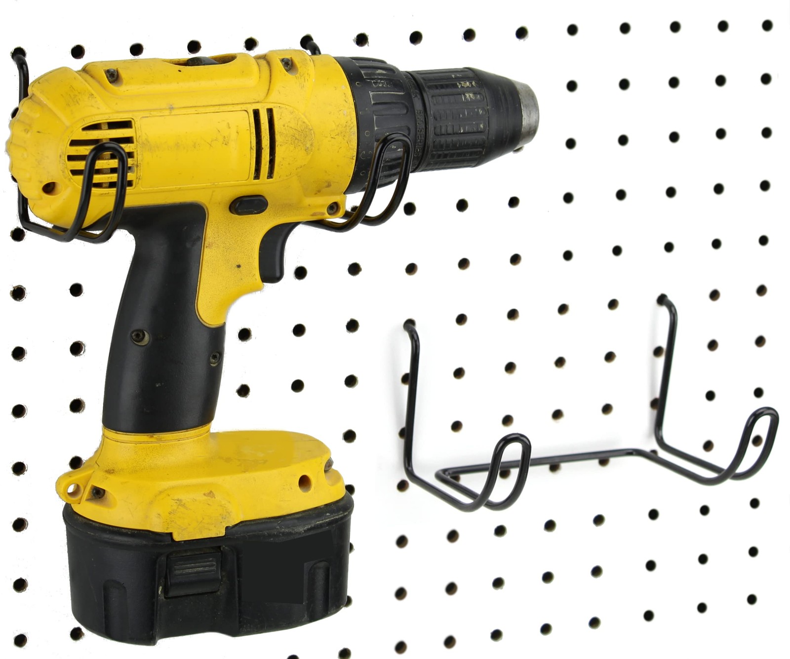 Right Arrange Drill Holder, 2 Pack - Black Steel - Hooks to 2 Pack,