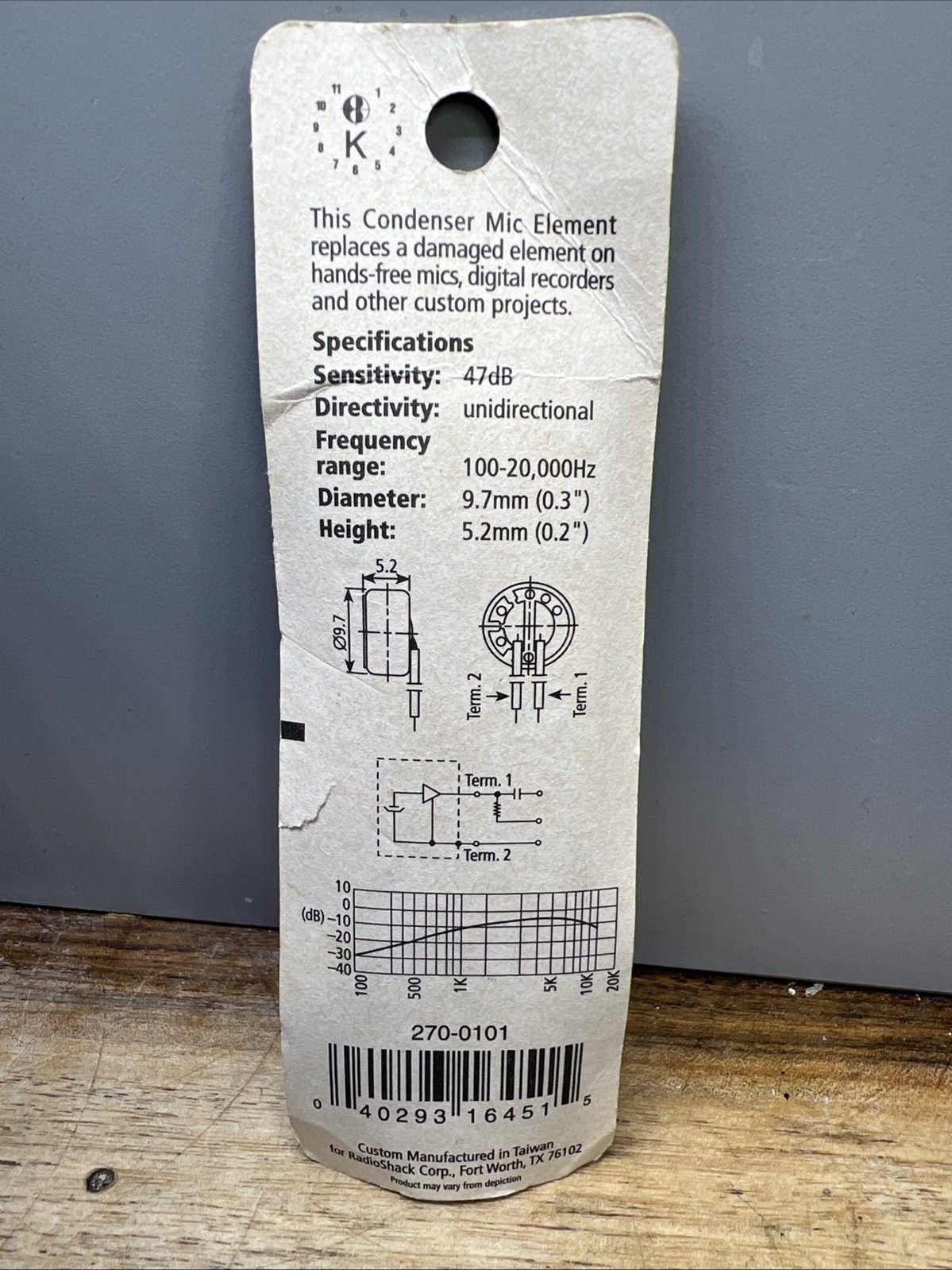 Vintage Radio Shack Replacement Condenser Microphone Element 270-101 NEW NOS