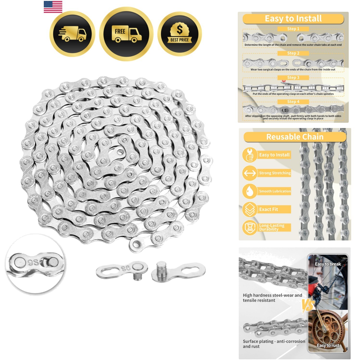 9/18/27 Speed Bike Chain, Bicycle Chain for Road Bicycles,Mountain Bike,MTB M...