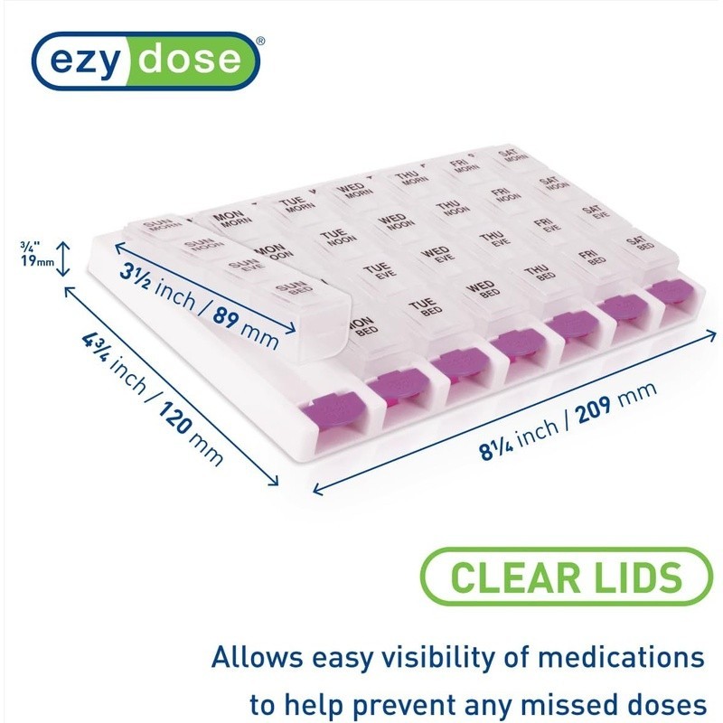 7 Day Pill Organizer Weekly Medication Planner Travel Easy Use Compartment