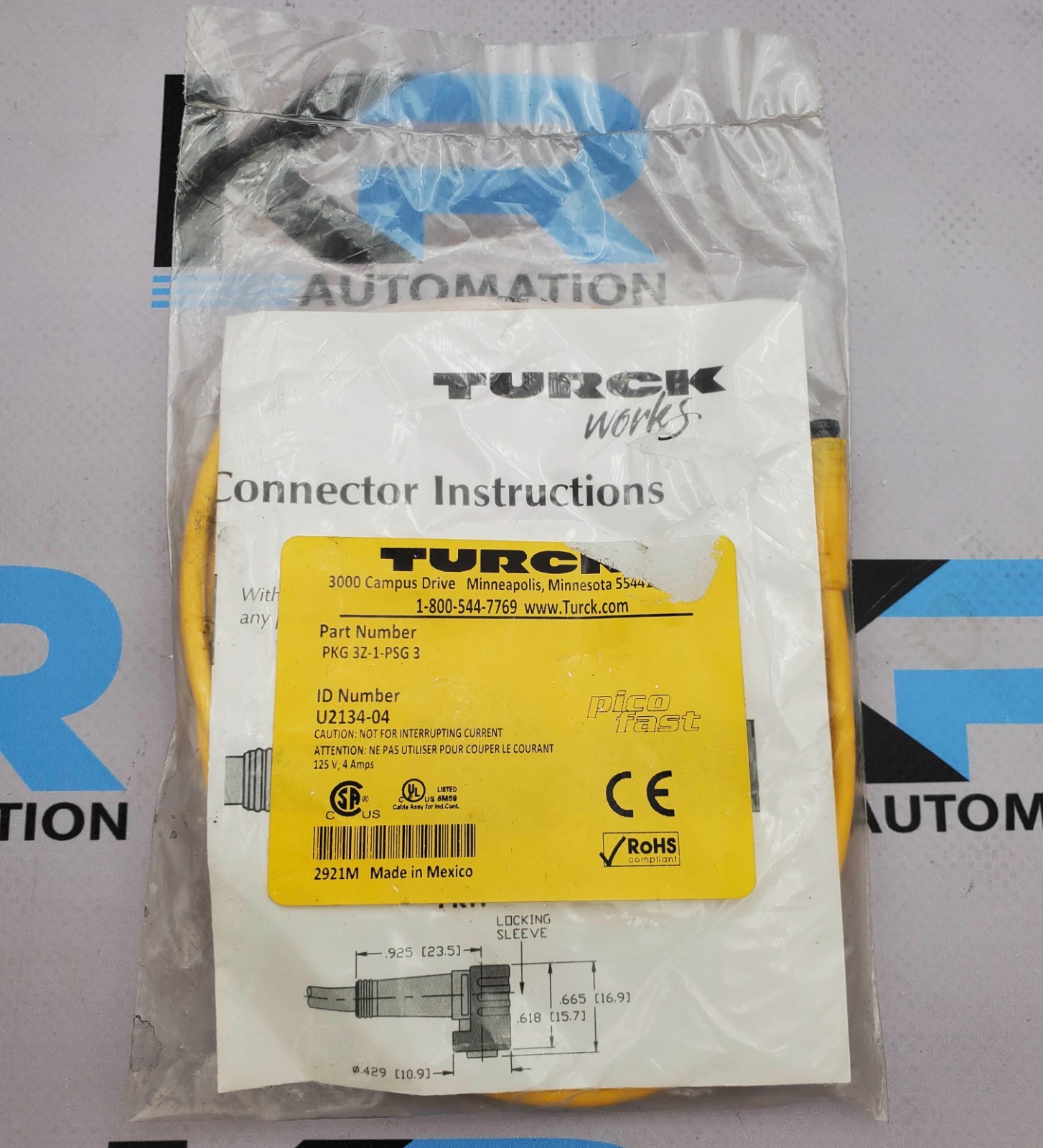*Lot Of 2* Turck 3Z-1-PSG 3 Cordset 125V 4A