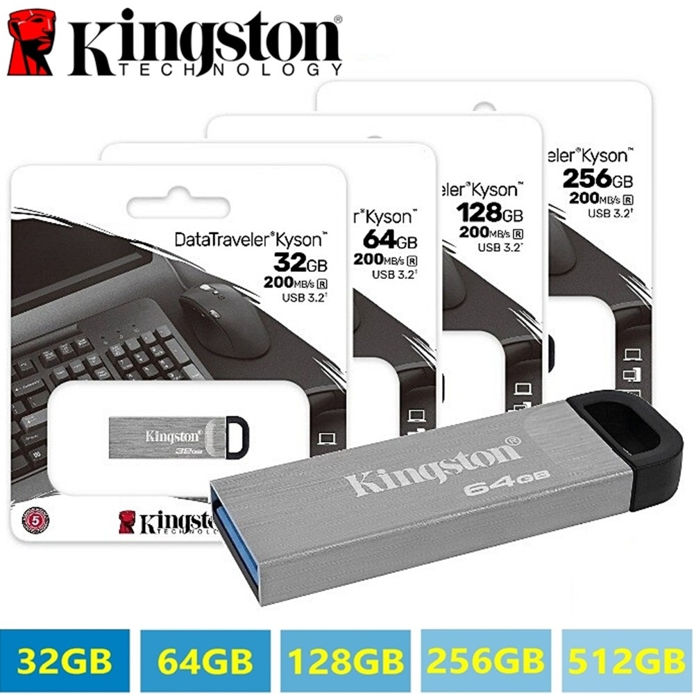 Kingston DataTraveler Kyson 32GB 64GB 128GB 256GB USB 3.2 Flash Drive 200MB/s