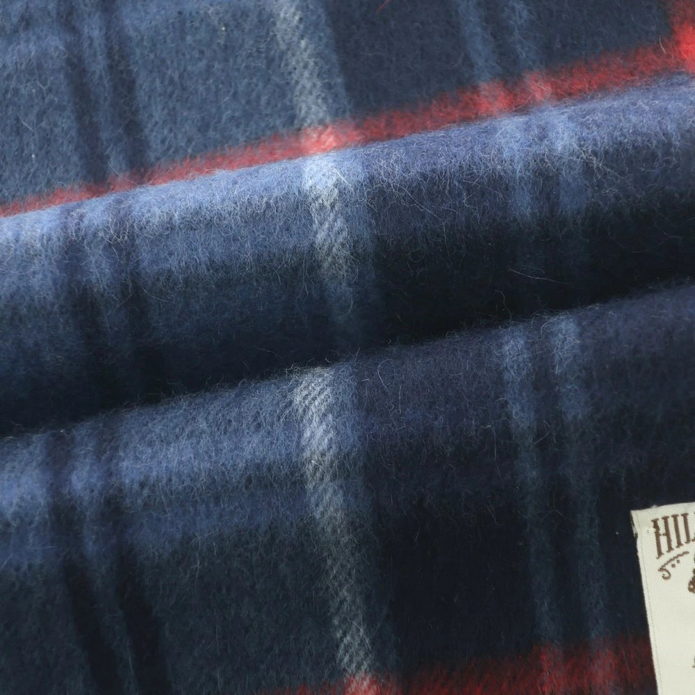 HILLTOP Men's Scarf Wool Angora Check Navy A/W