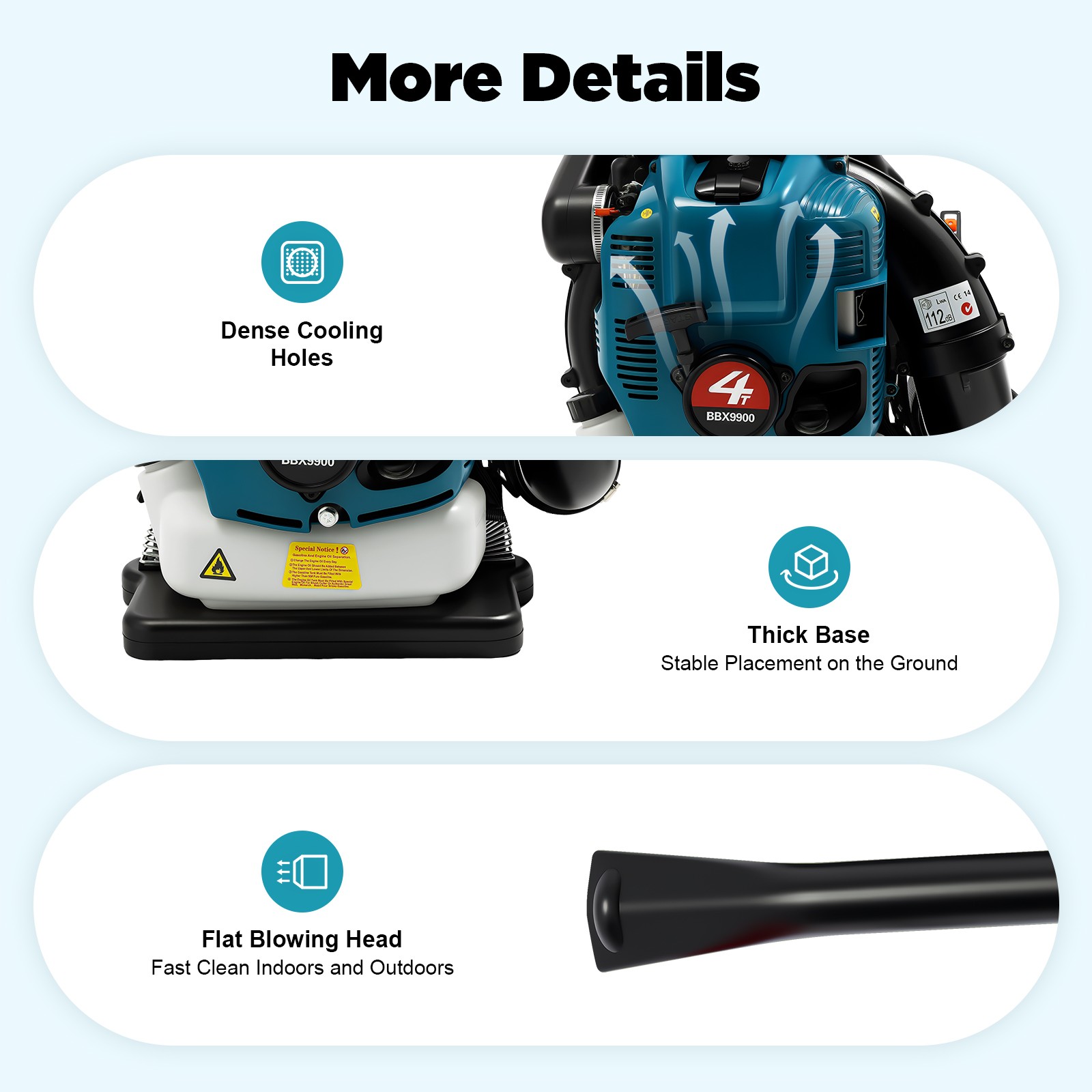 75.6CC 4-stroke Engine Gasoline Backpack Leaf Blower Gas Snow Lawn Blower 2.6KW