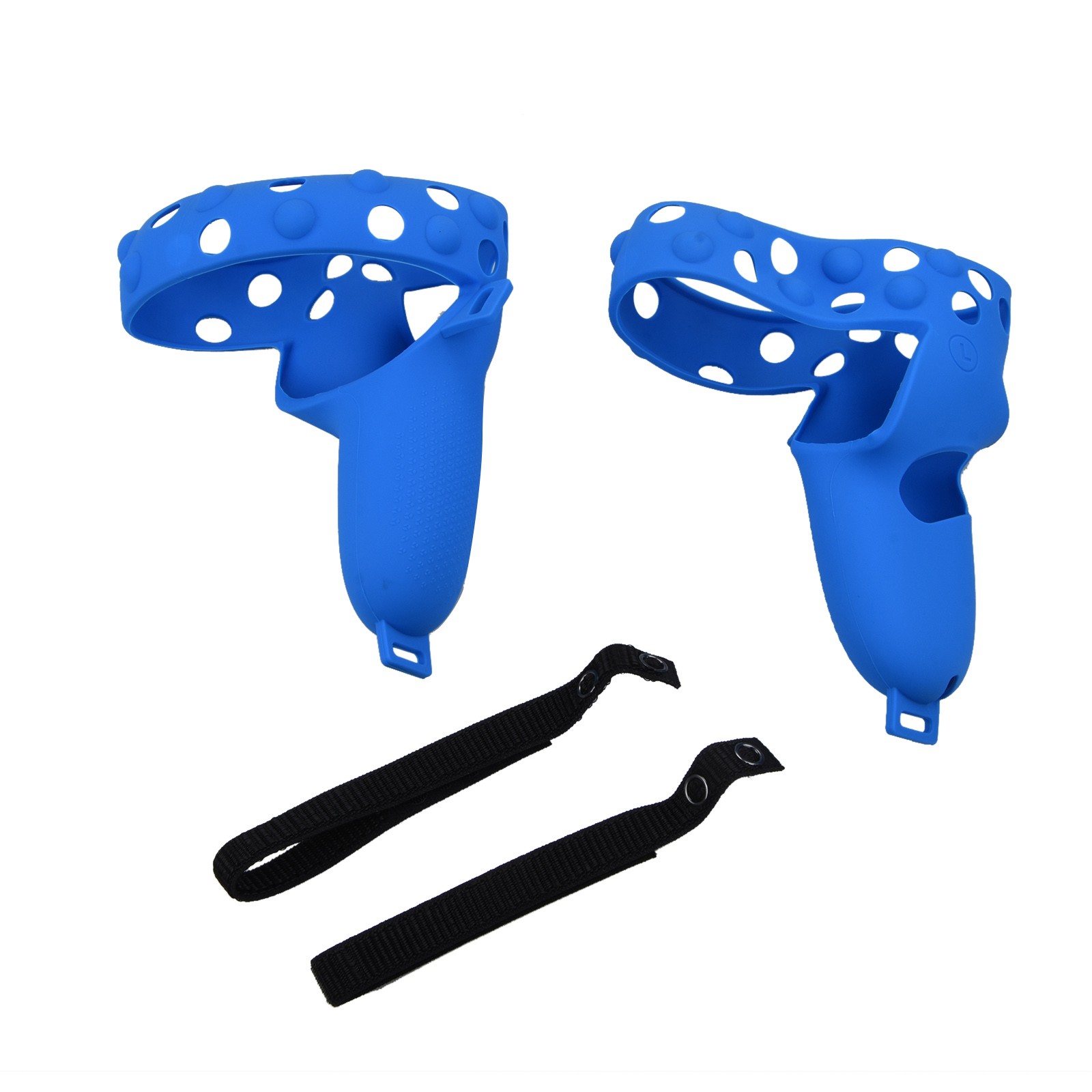 2Pcs Handle Grip Cover Silicone+Nylon Strap For Oculus Quest 2 VR Controller s