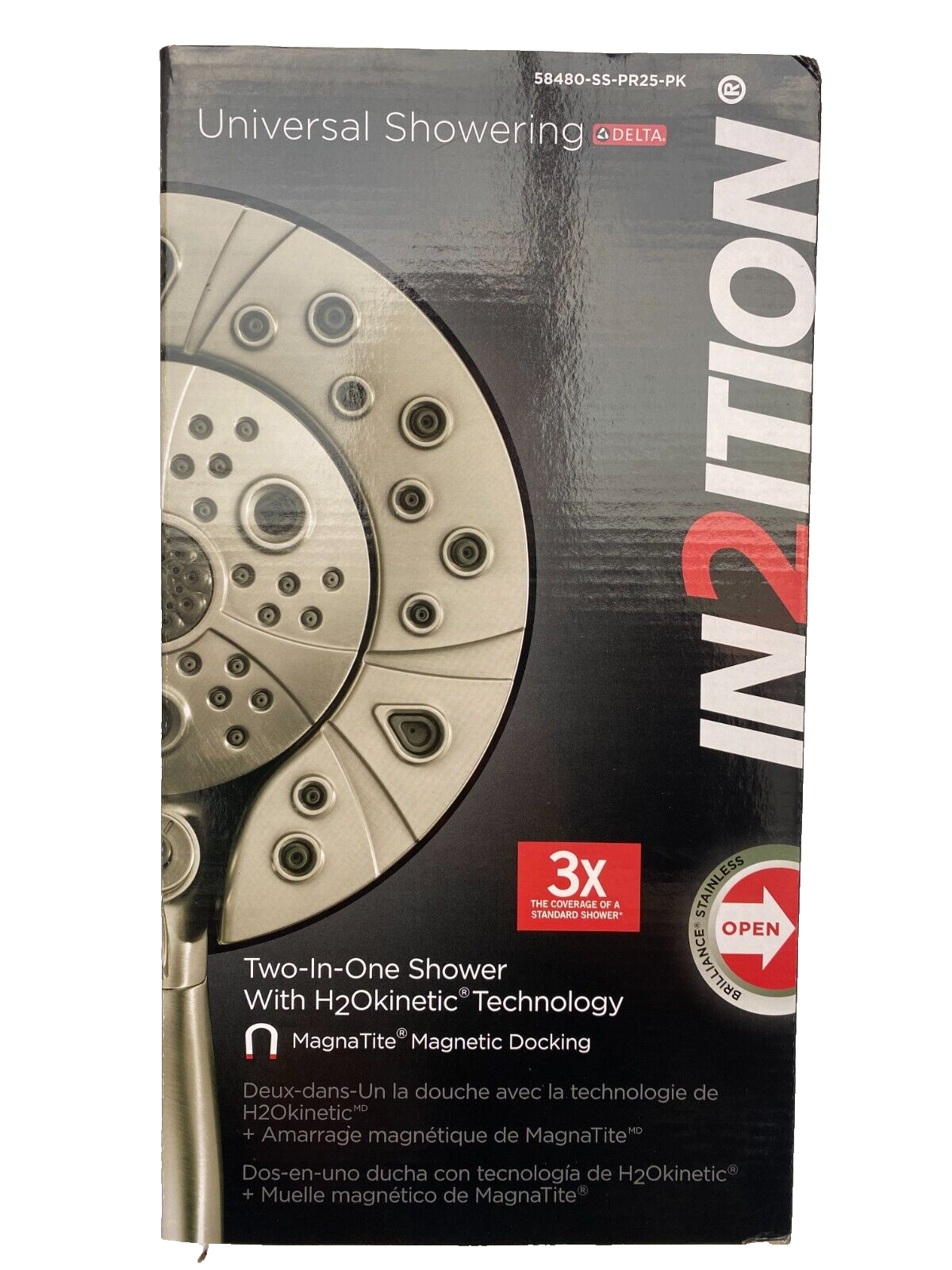 Delta 58480-SS-PR25-PK In2ition 2.5 GPM Multi Function Shower Head