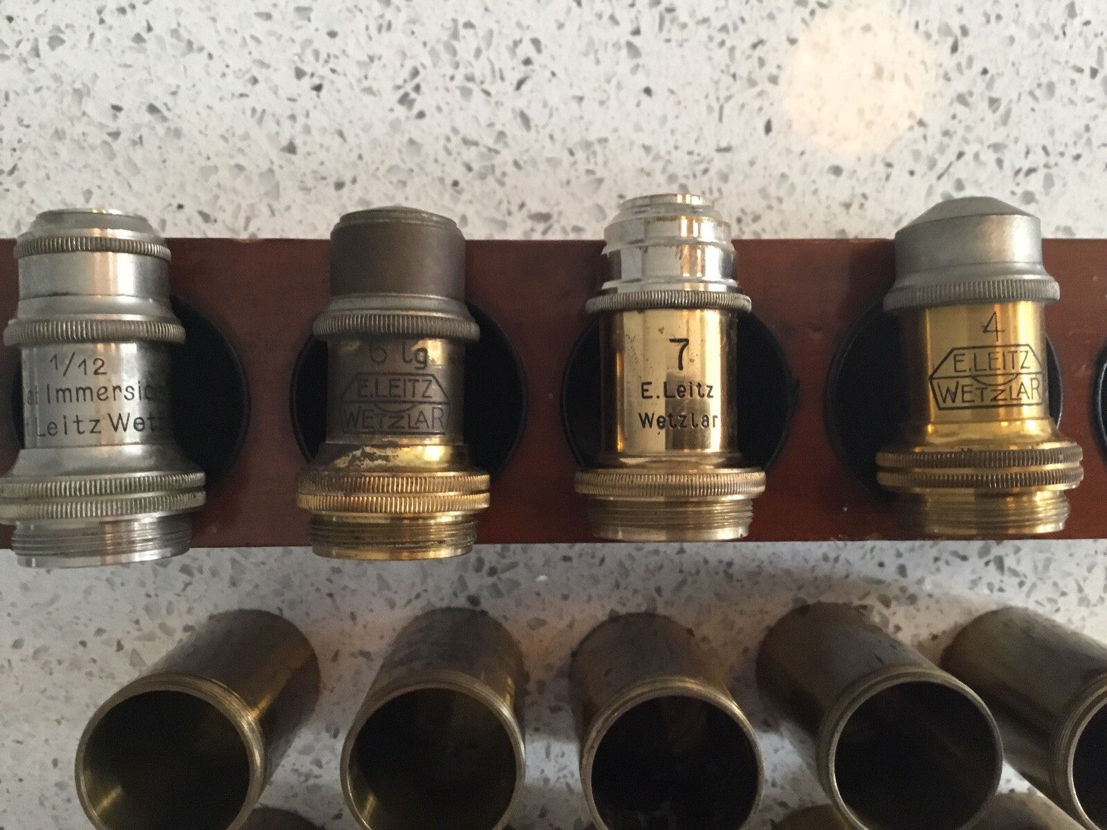 E. LEITZ Lot Of 4 - Wetzlar Antique Object Microscope Lens - 1/12,  6,  7, and 4