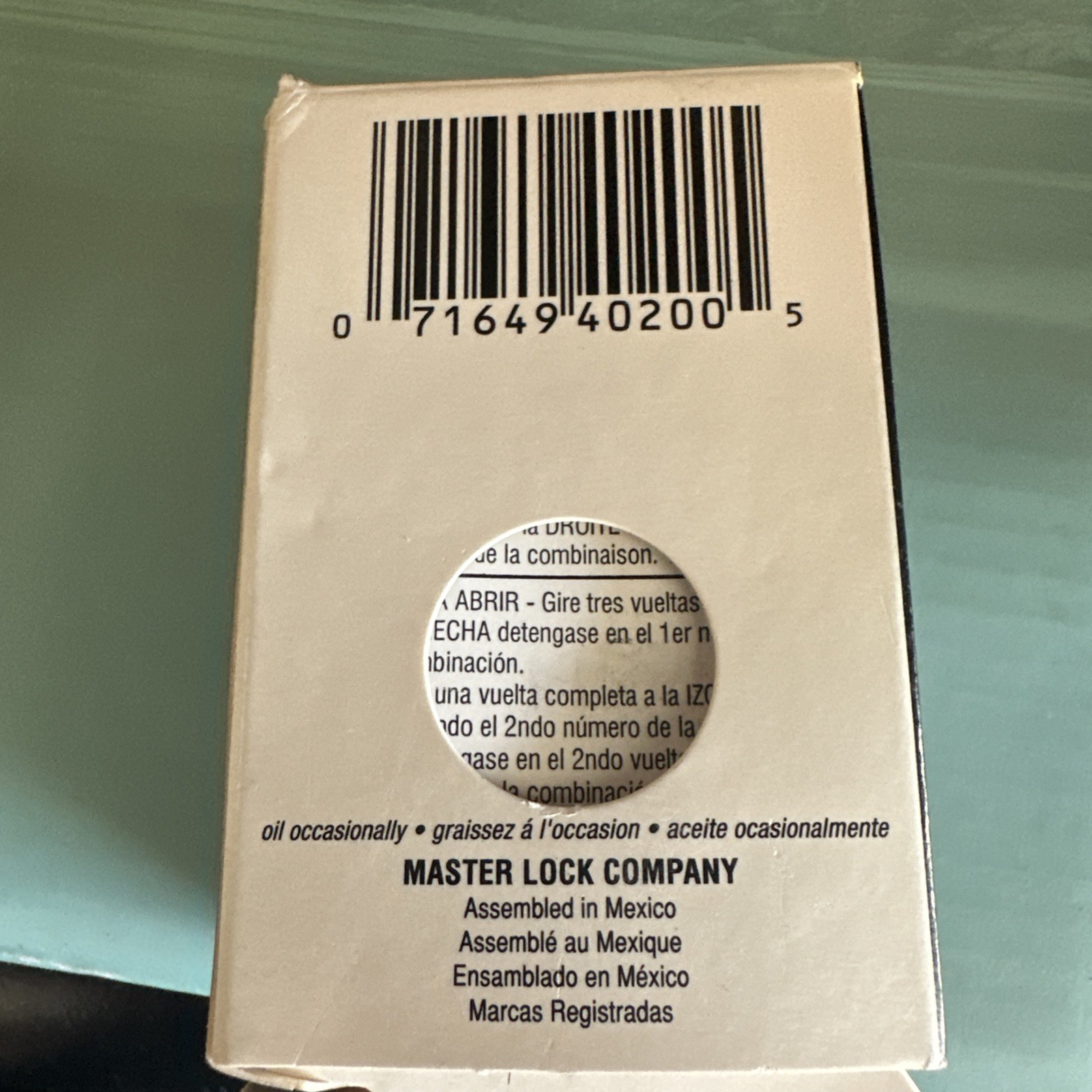 Master Lock Combination Black Padlock 1525 Lock OEM Original Master Control Key