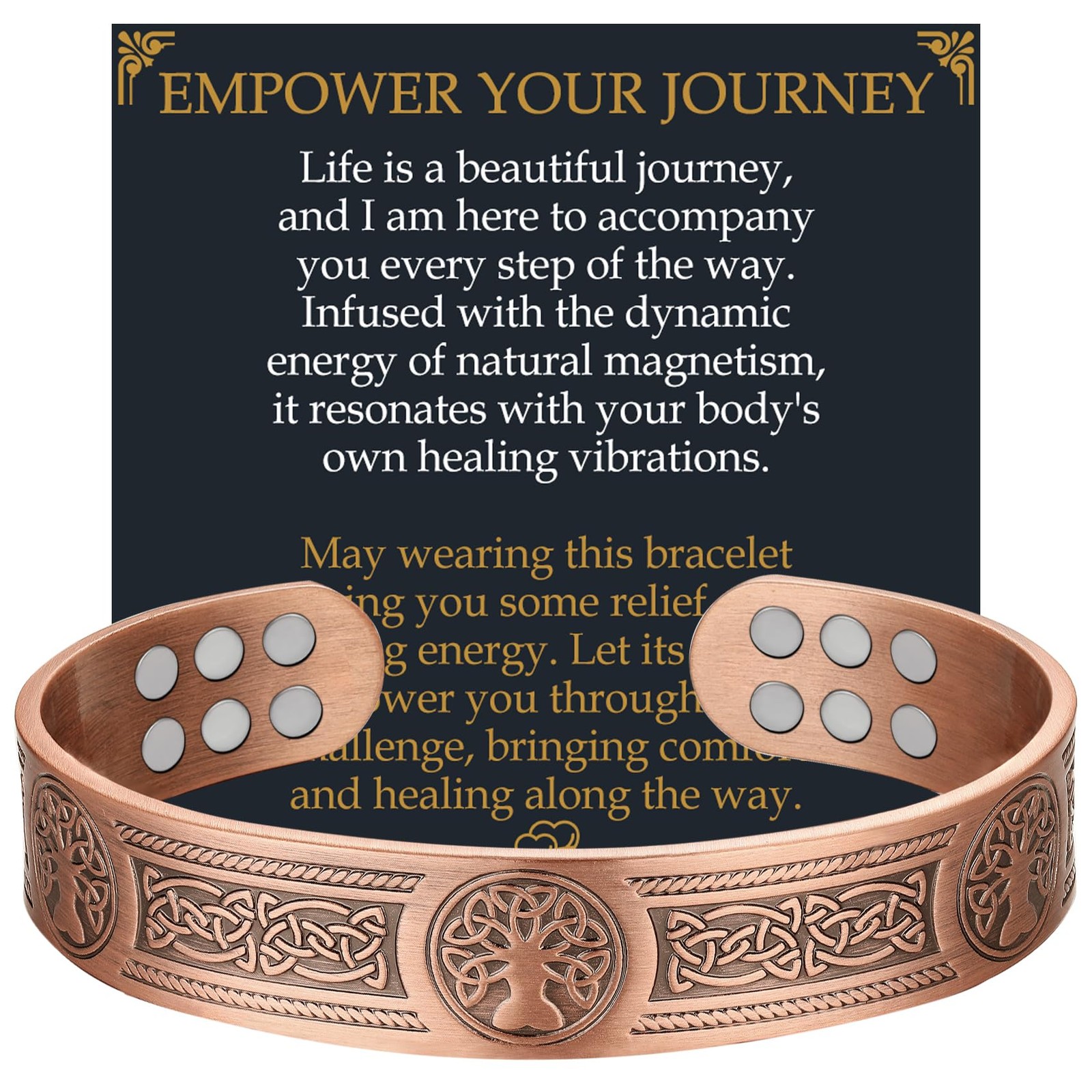 Jecanori Copper Bracelet for Men, 18X Strength Mens 18 magnets, Life Tree(A)