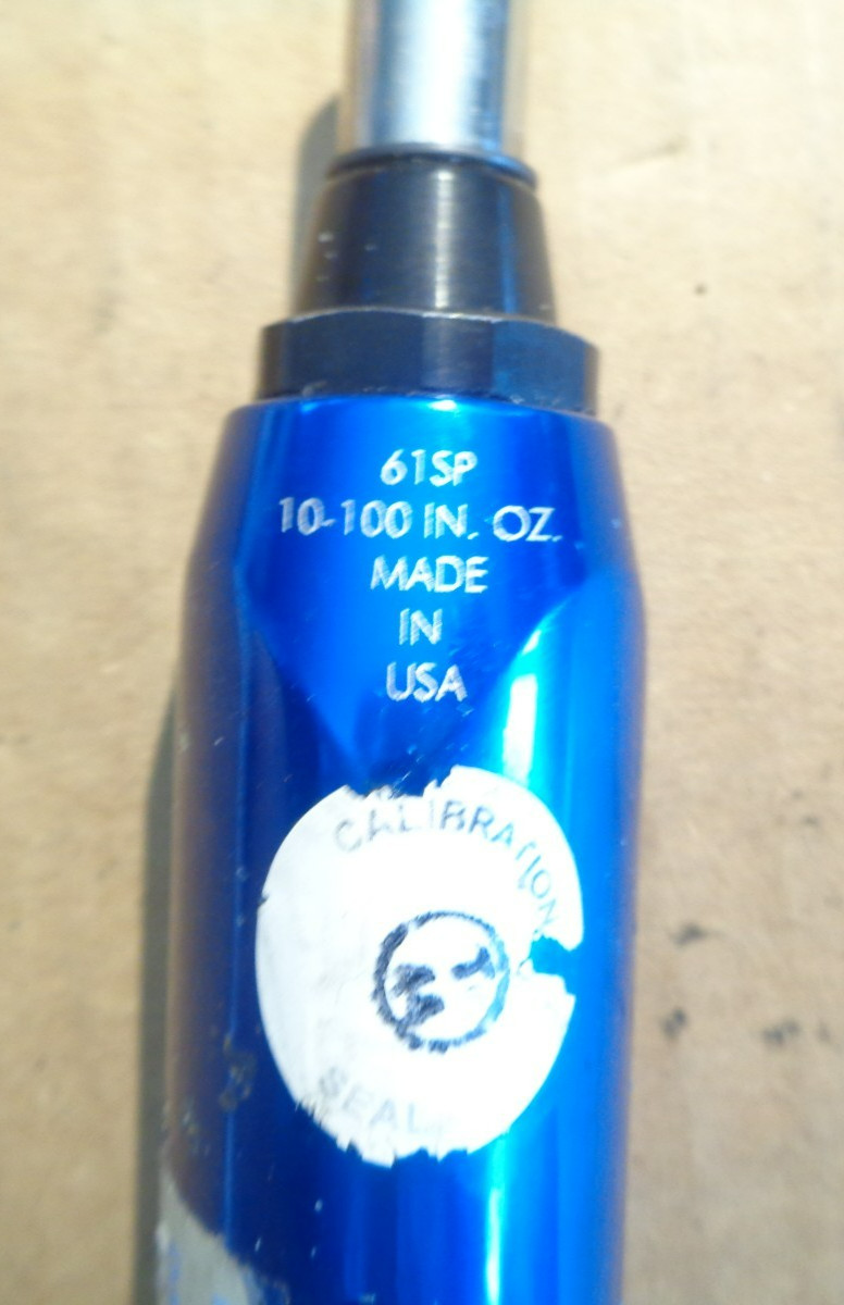 Snap-On CDI Torque # 61SP 10-100 in. oz. PRESET Torque Screwdriver 2.5 lbf/in