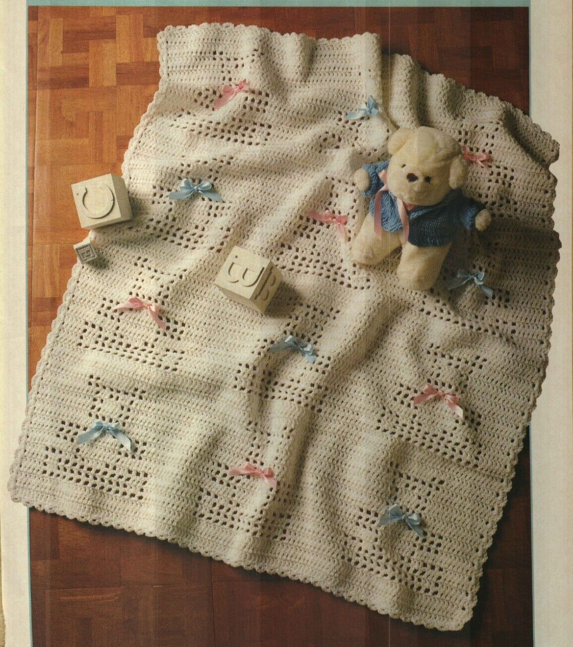 TEDDY AFGHAN BABY NURSERY DECOR CROCHET PATTERN INSTRUCTIONS