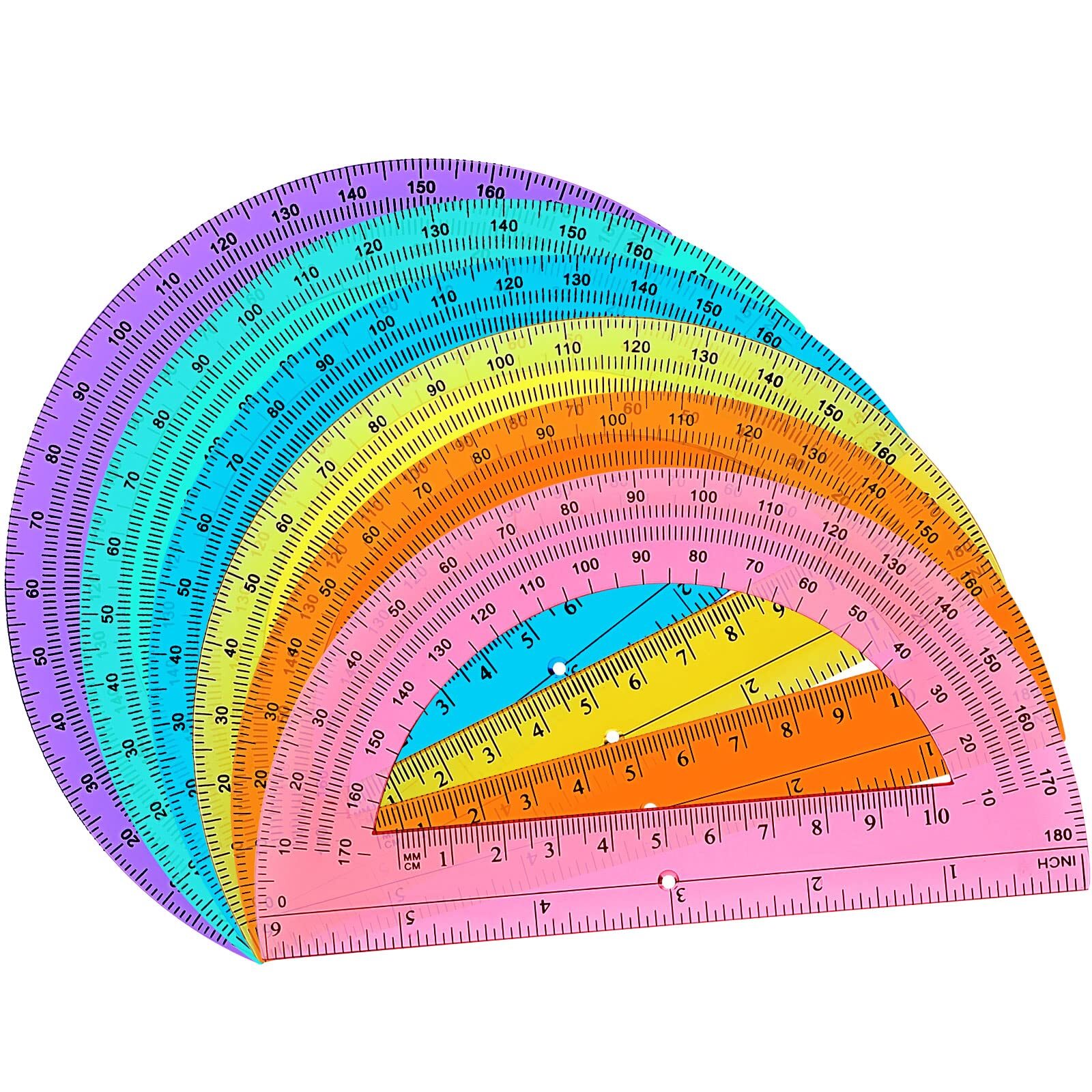 12 Pack 6 Inch Plastic Protractor 180 Degrees Angle Measurement for School