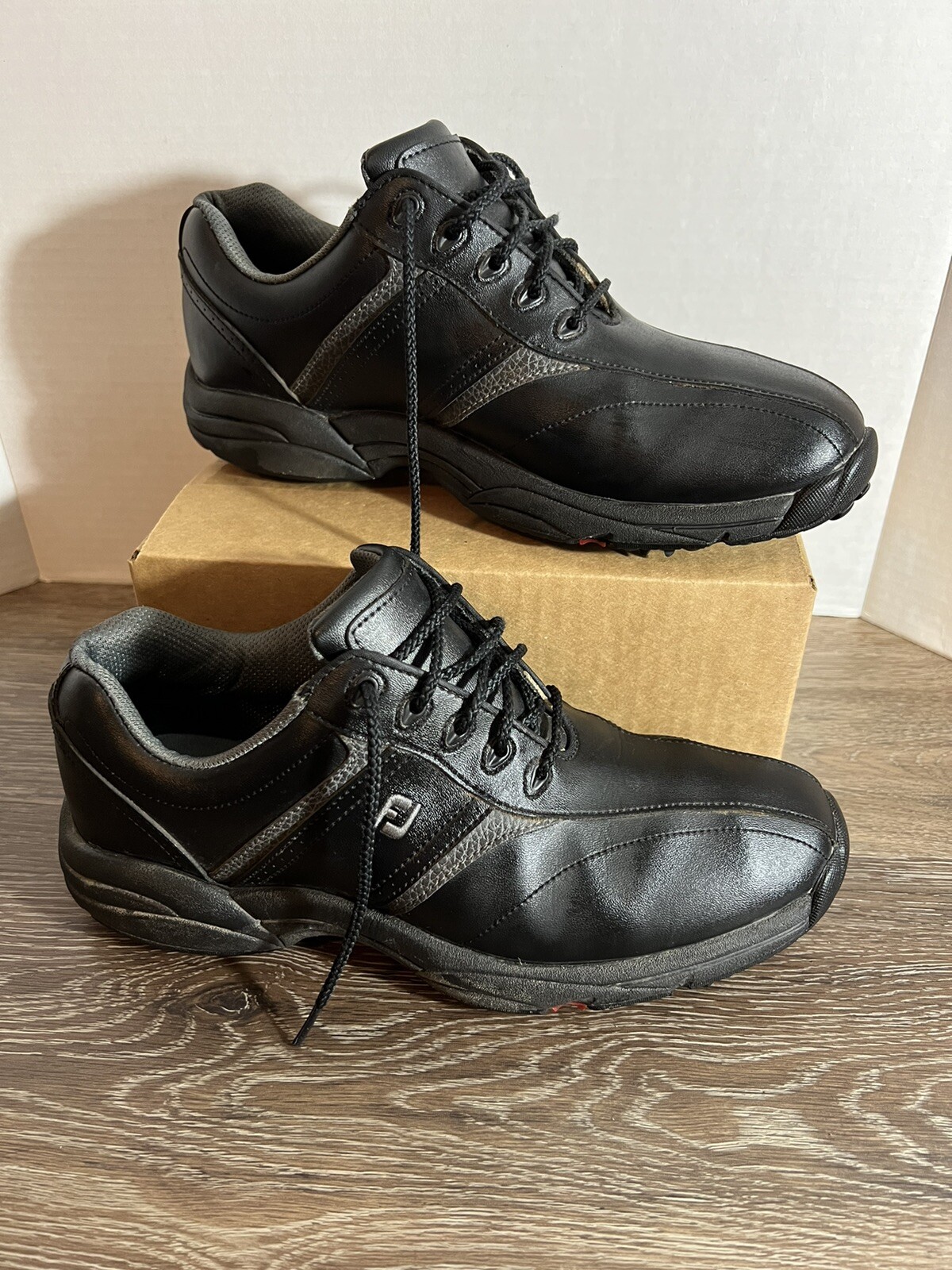 Footjoy GreenJoy Men's Golf Shoes Size 8.5M Black Leather 45471 FJ Soft Spike