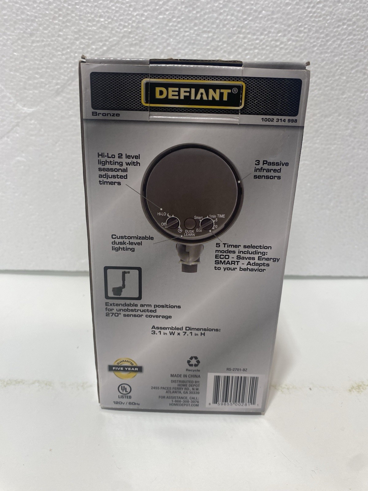Defiant 270 Degree Replacement Motion Sensor, Bronze, 1002 314 998 NEW