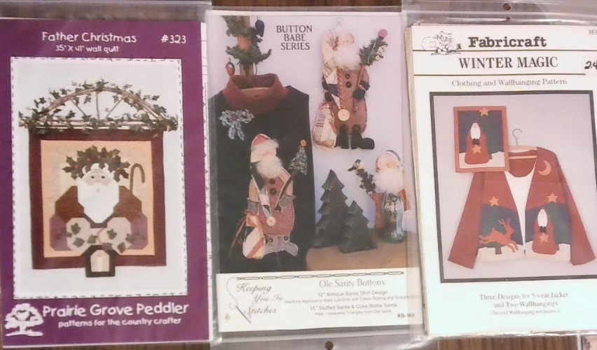 lot of 3 SANTA Father Christmas, Winter Magic & Ole Santy Buttons applique