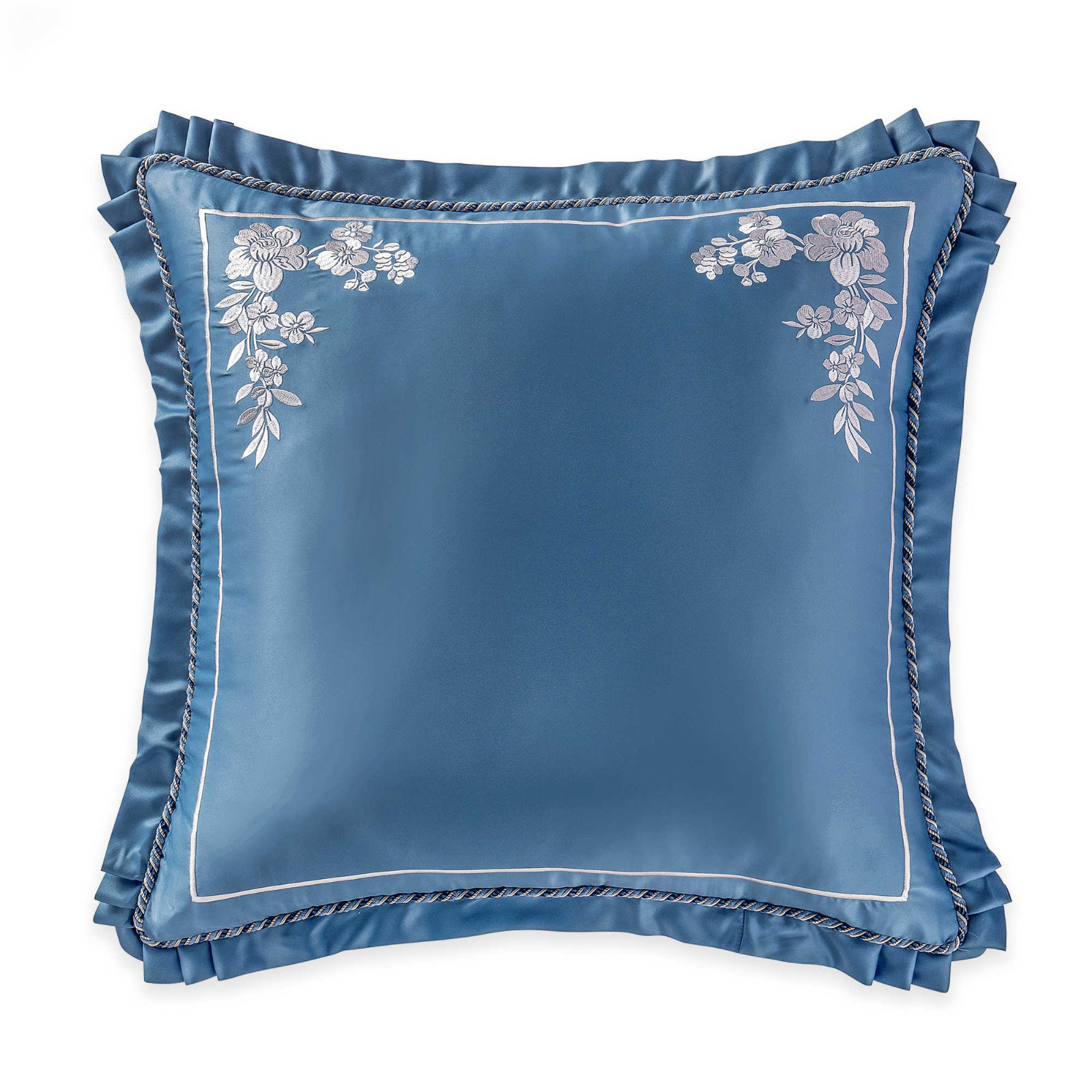 WATERFORD LINENS CHARLOTTE SILVER/ COBALT  EURO SHAM   NEW