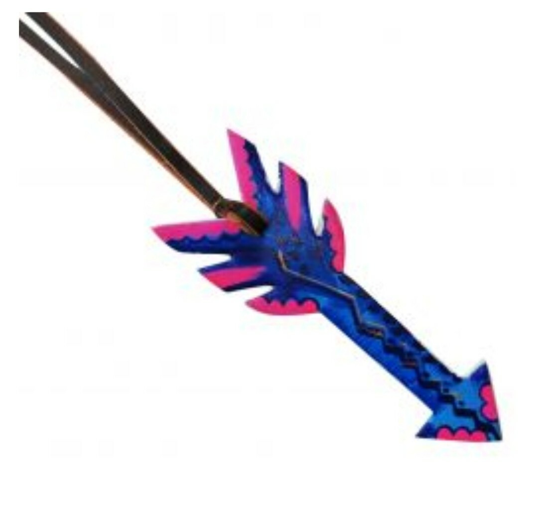 NEW PAINTED LEATHER TIE ON SADDLE ARROW, BLUE & PINK, FREE SHIPPING!