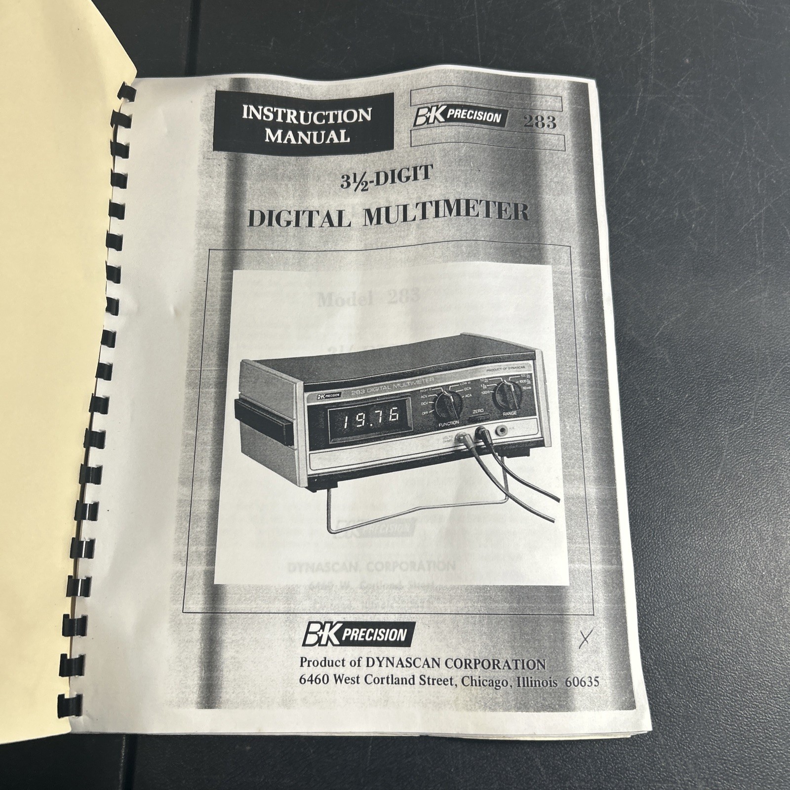 BK precision 283 Digital Multimeter Instruction Operating Guide Manual