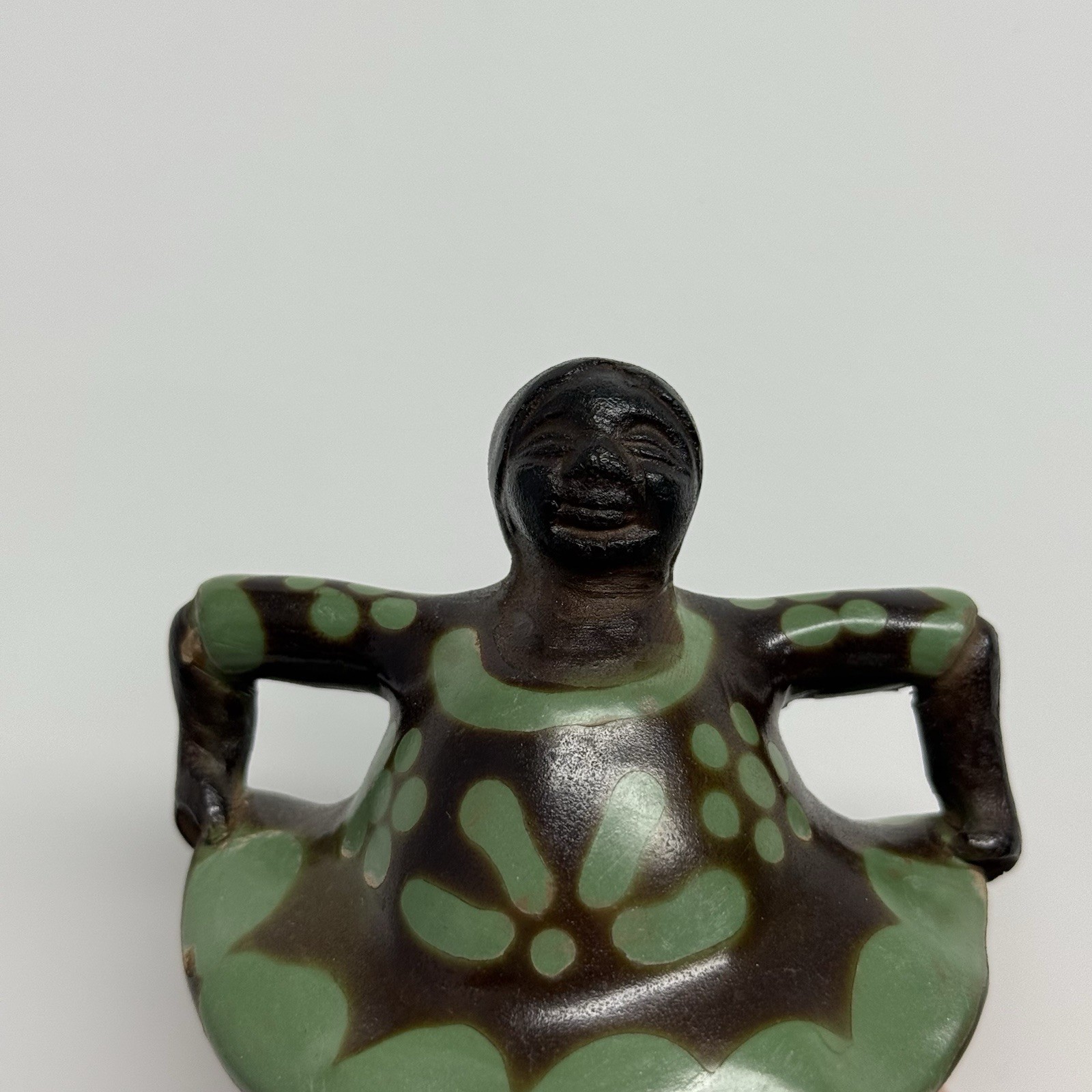 Peru Chulucanas Dancing Figure Folk Art Pottery 4” Signed